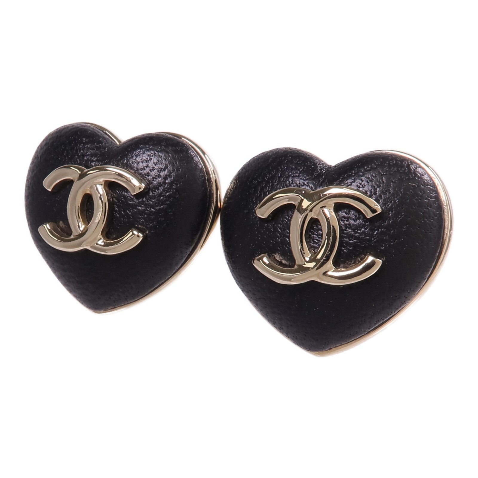 CHANEL 金屬/皮革Earrings金扣耳環