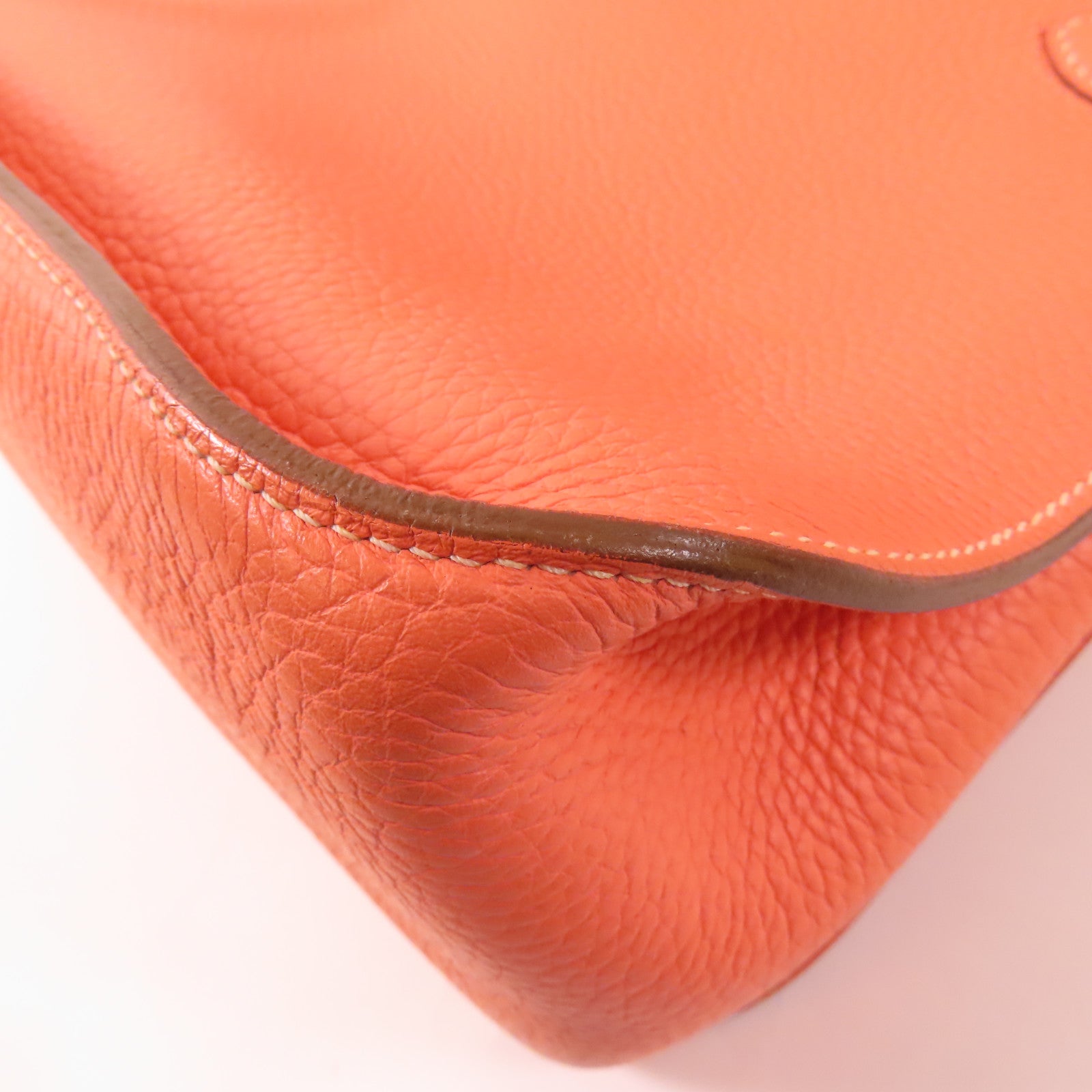 HERMES PHW Jypsiere 34 Shoulder Bag Clemence Leather Crevette/Pink