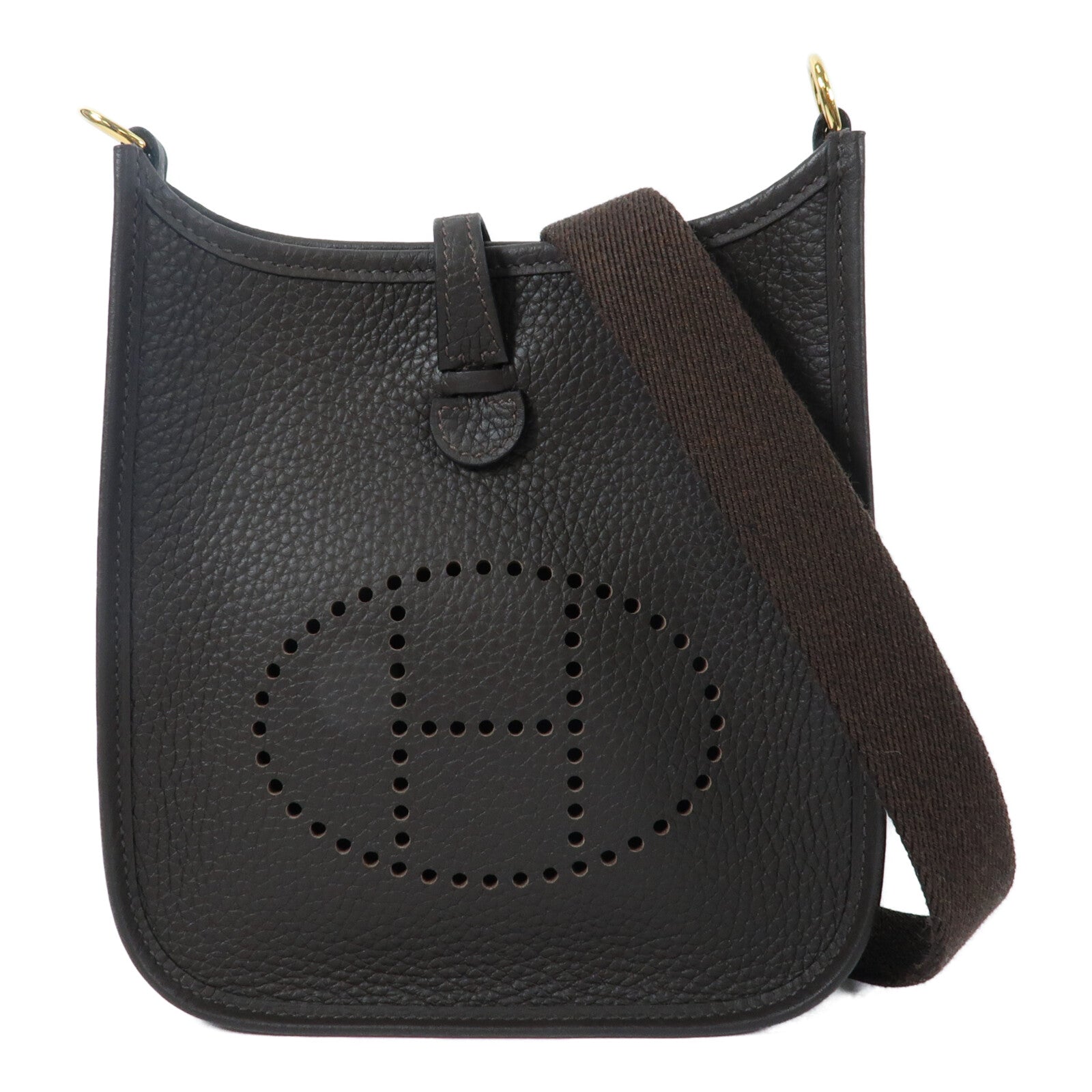 HERMES Clemence皮革Evelyne TPM肩背袋Ebene