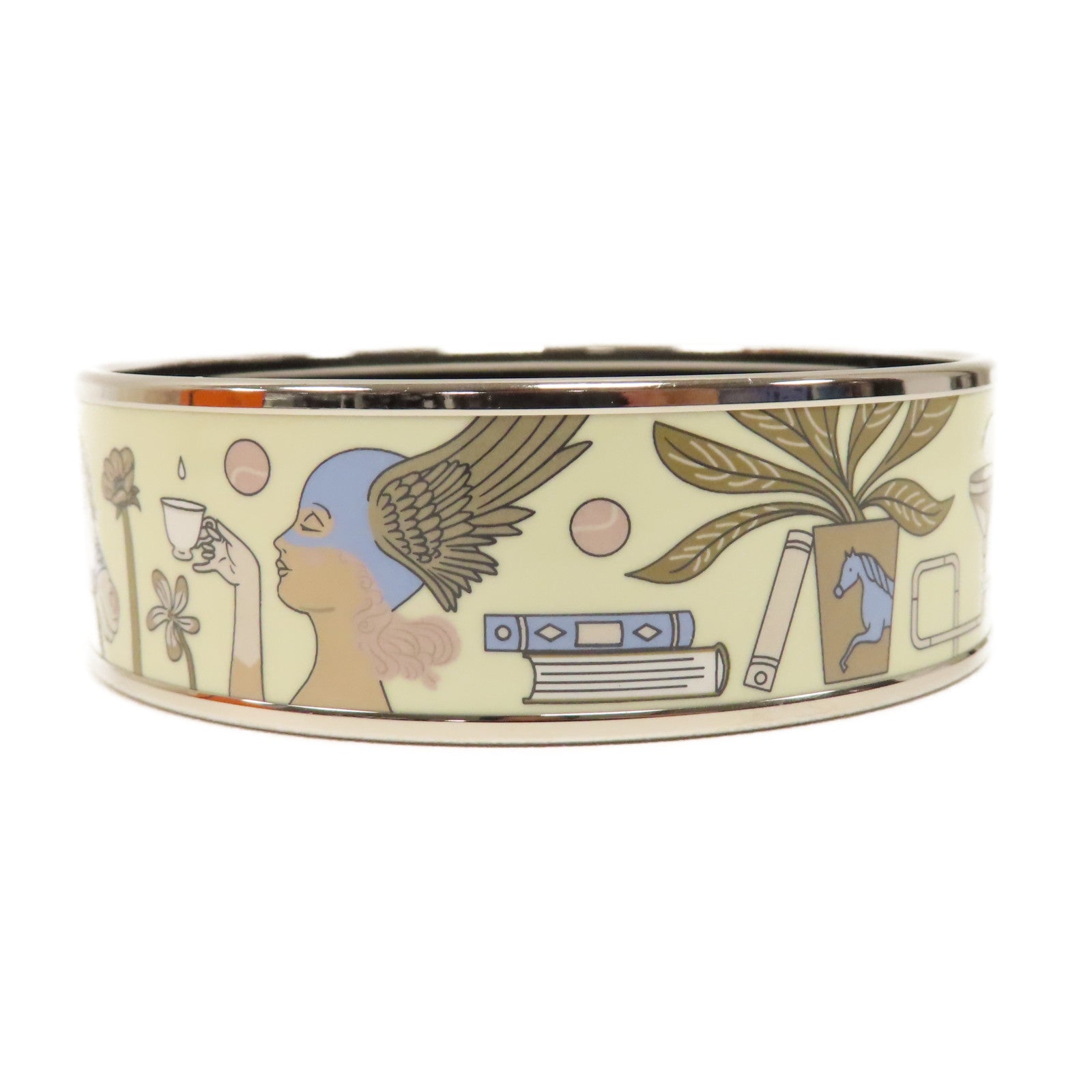 HERMES 金屬Bangle手鐲銀色/白色