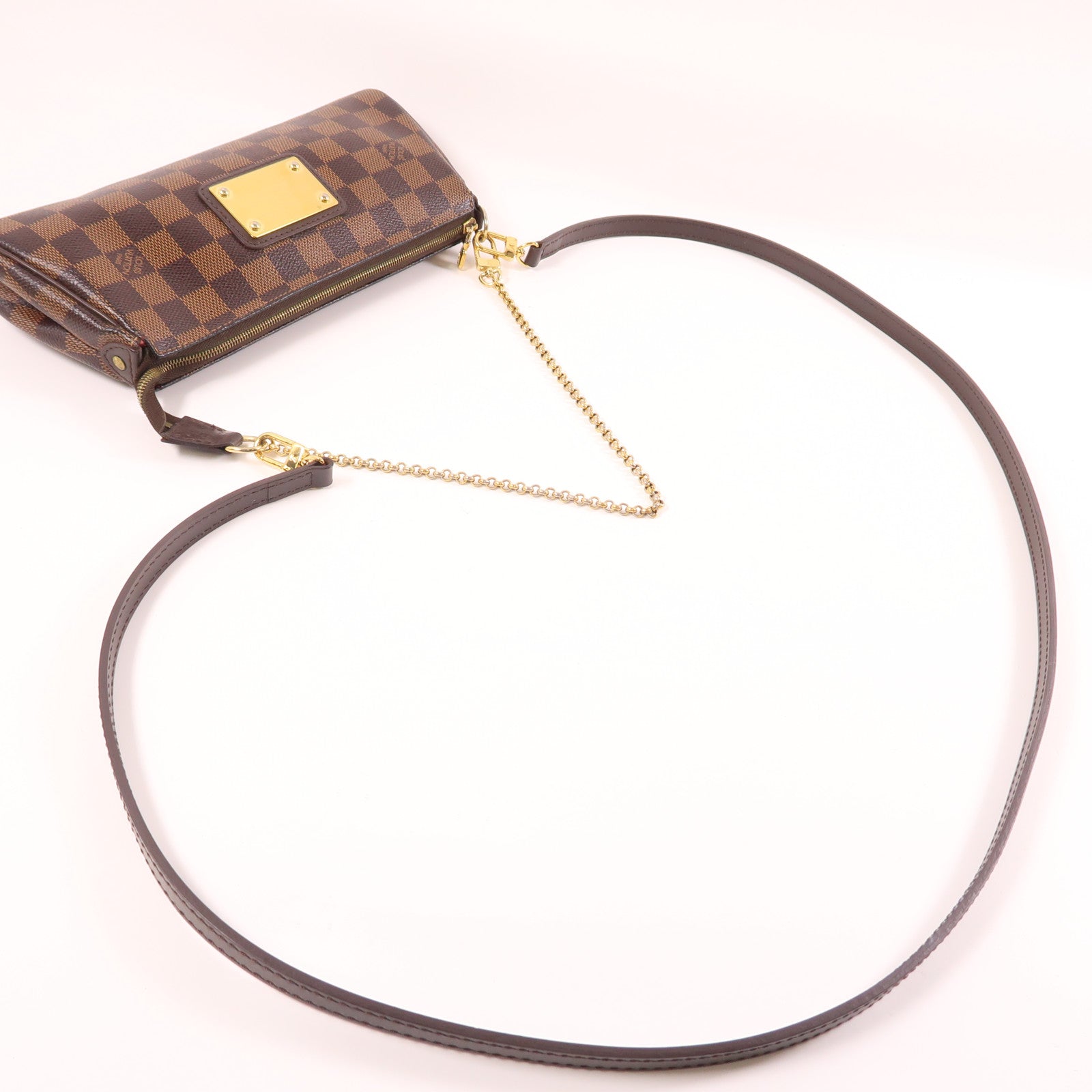 LOUIS VUITTON Damier Eva金扣手挽肩背兩用袋棕色