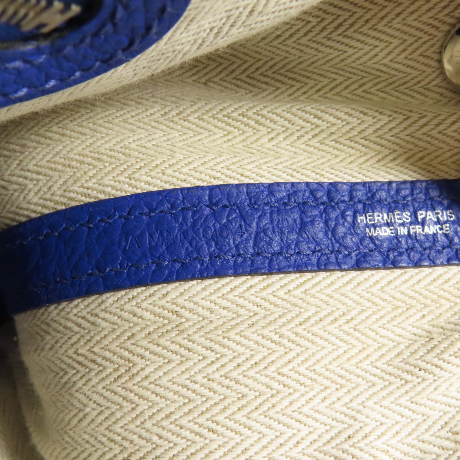 HERMES Negonda皮革Garden Party TPM銀扣手挽袋Bleu Electrique