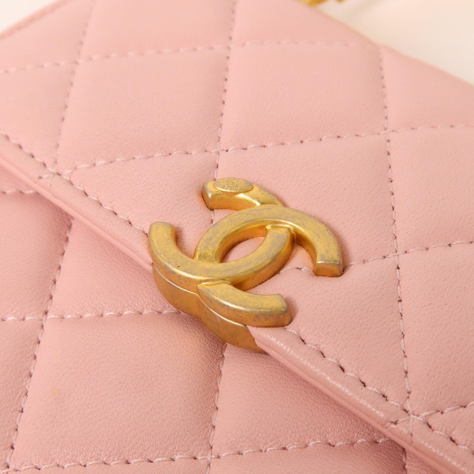 CHANEL 羊皮皮革Mini Top Handle鏈帶手挽肩背兩用袋