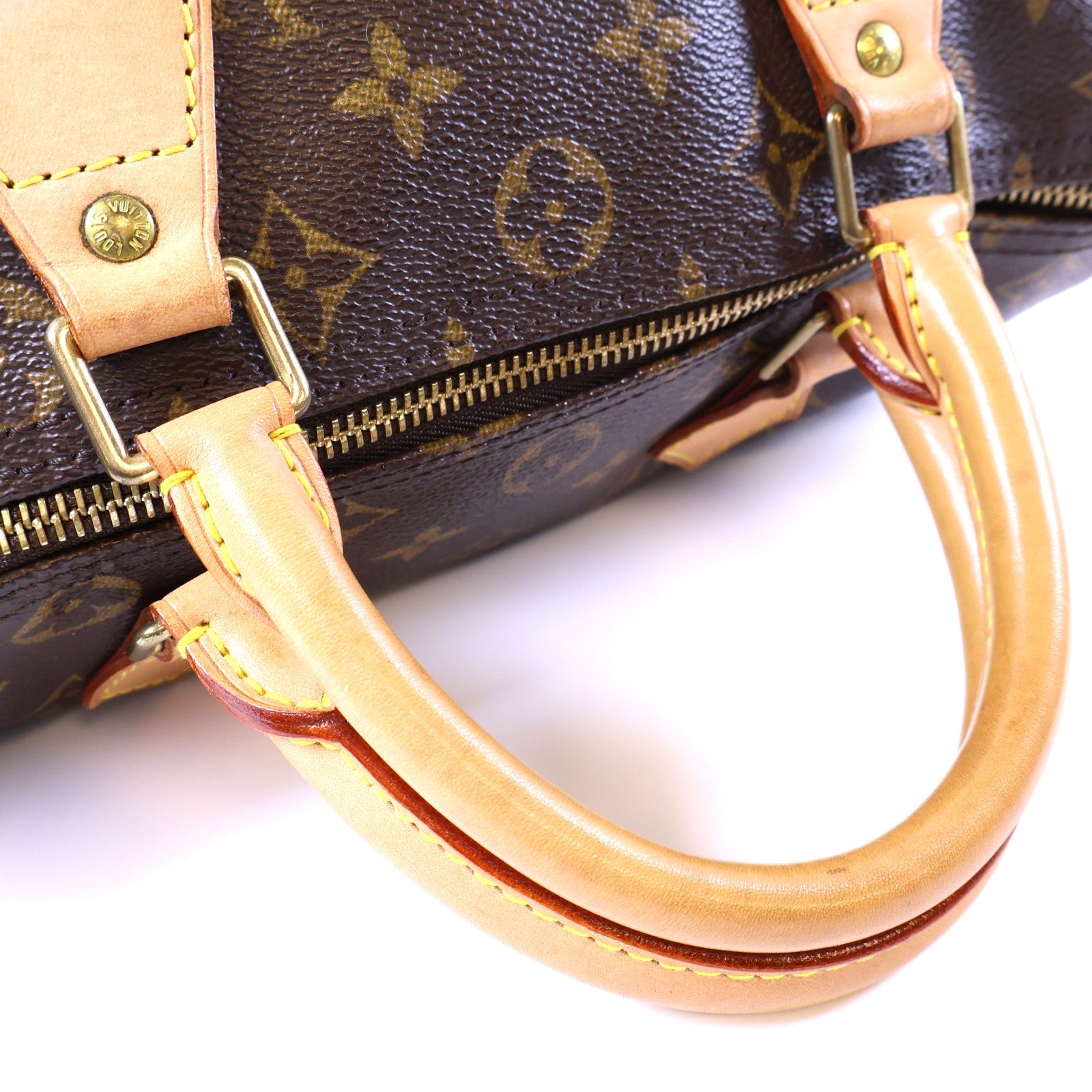 LOUIS VUITTON Monogram Speedy30金扣手挽袋棕色