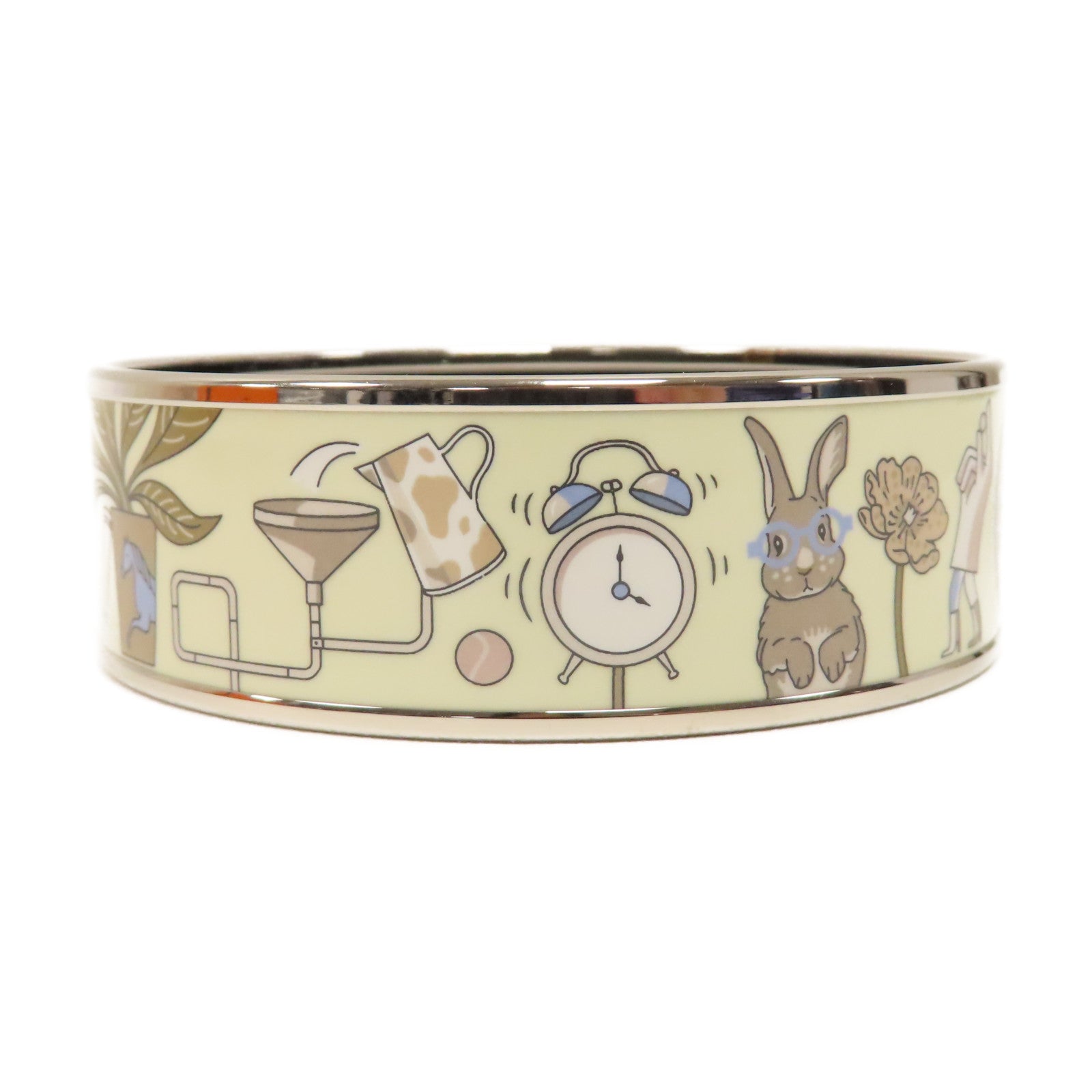 HERMES 金屬Bangle手鐲銀色/白色
