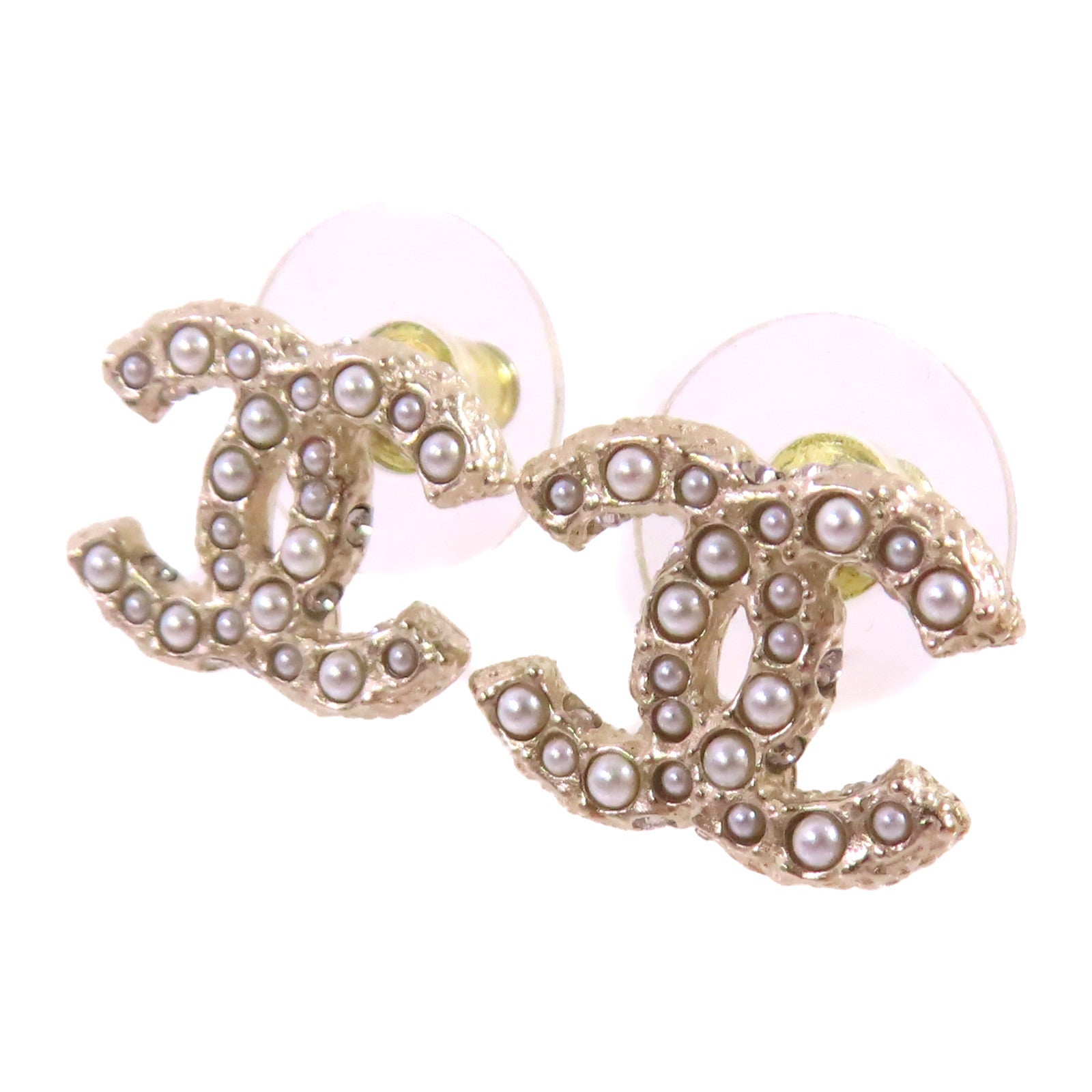 CHANEL 金屬/仿珍珠CC Earrings金扣耳環