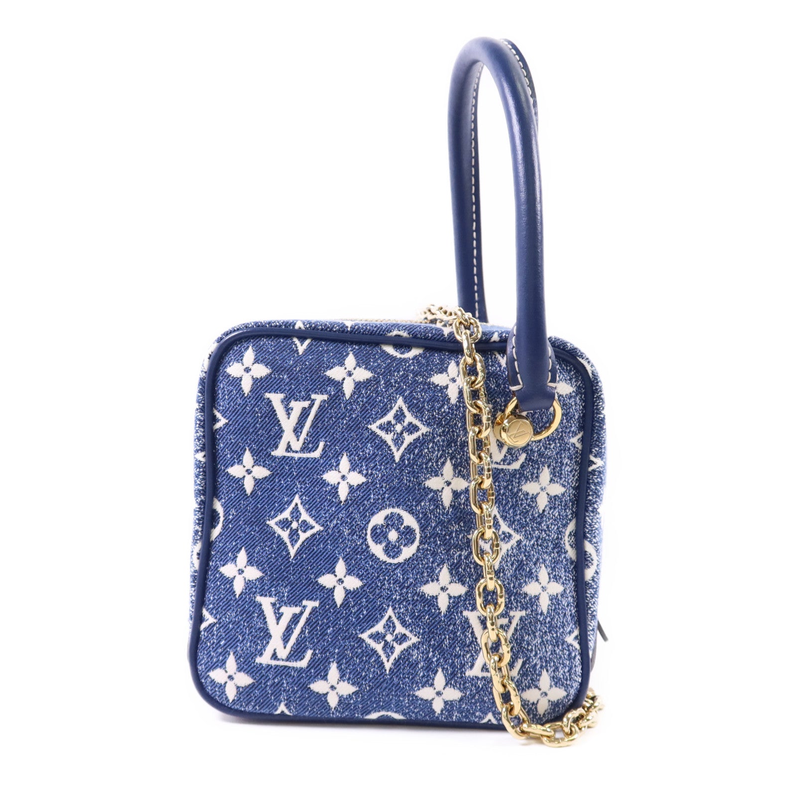LOUIS VUITTON Monogram Denim Square Bag金扣手挽袋