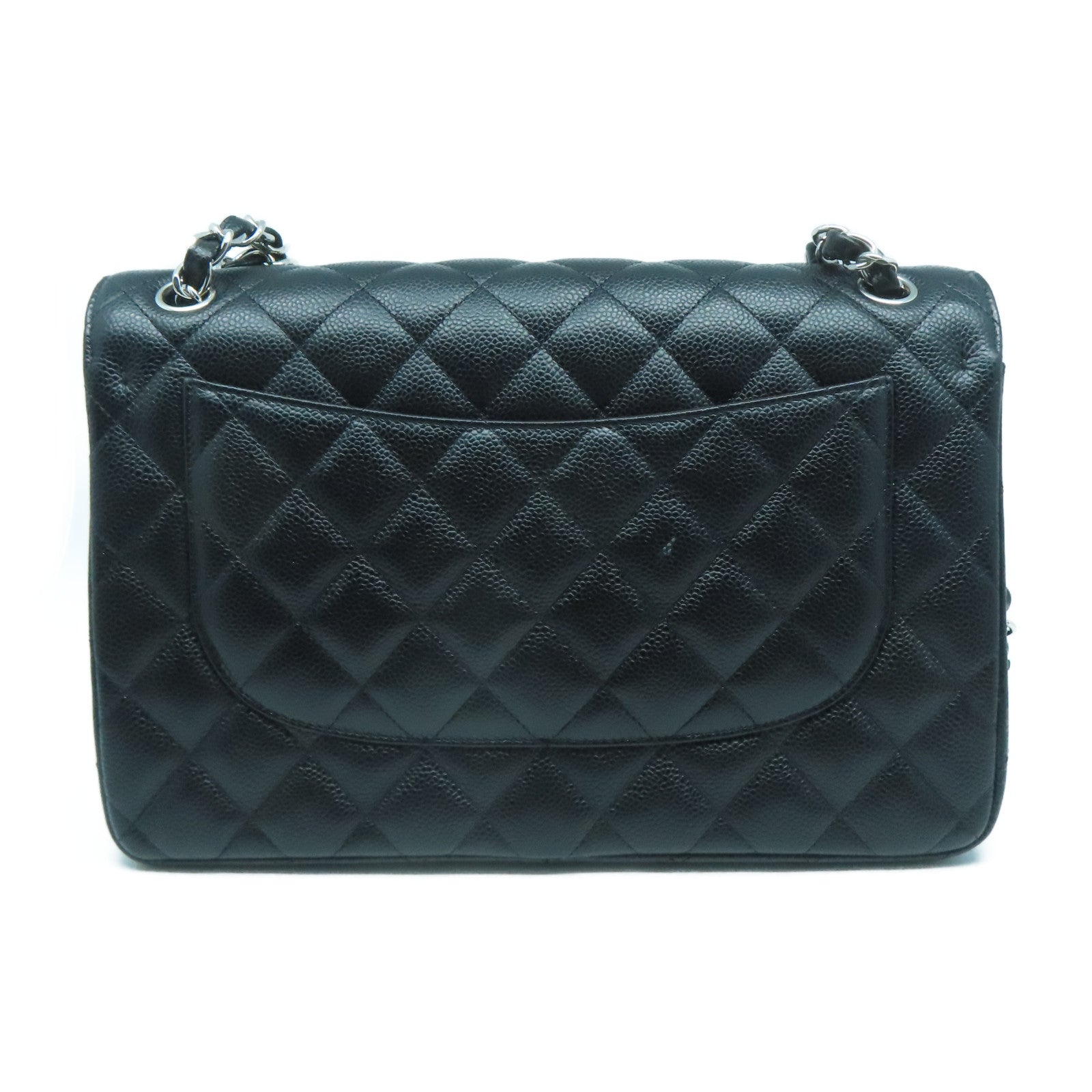 CHANEL 【激減優惠】菱格Caviar皮革Classic銀扣肩背袋黑色