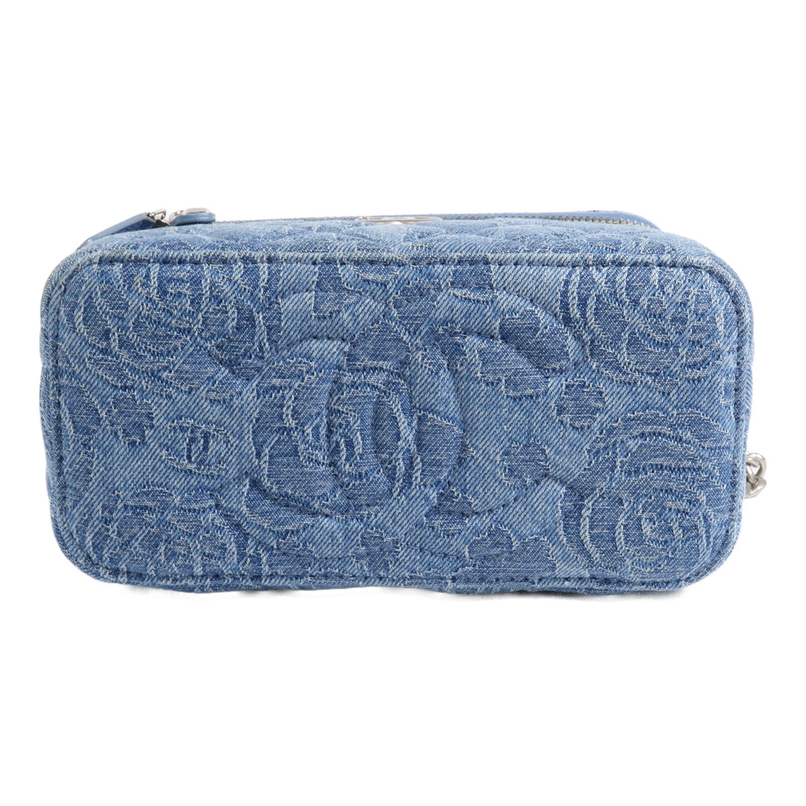 CHANEL 牛仔布Vanity Case鏈帶肩背袋