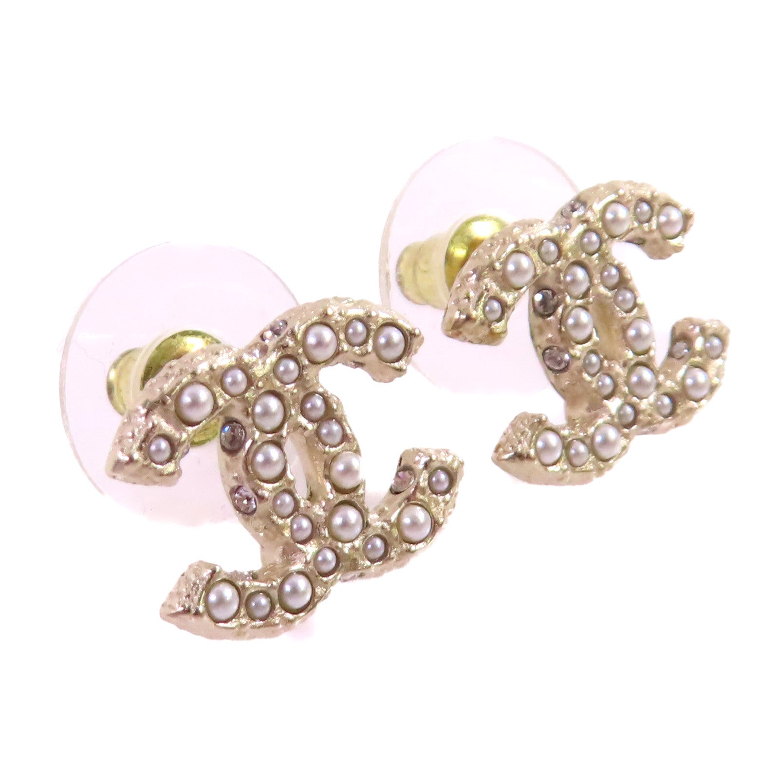 CHANEL 金屬/仿珍珠CC Earrings金扣耳環