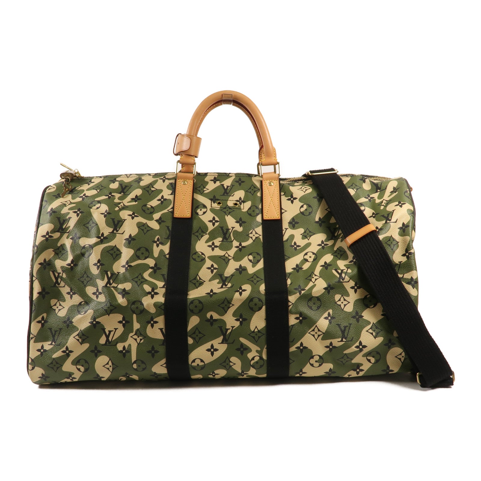 LOUIS VUITTON Monogramouflage Keepall Bandoulie 55金扣手挽肩背兩用袋 55