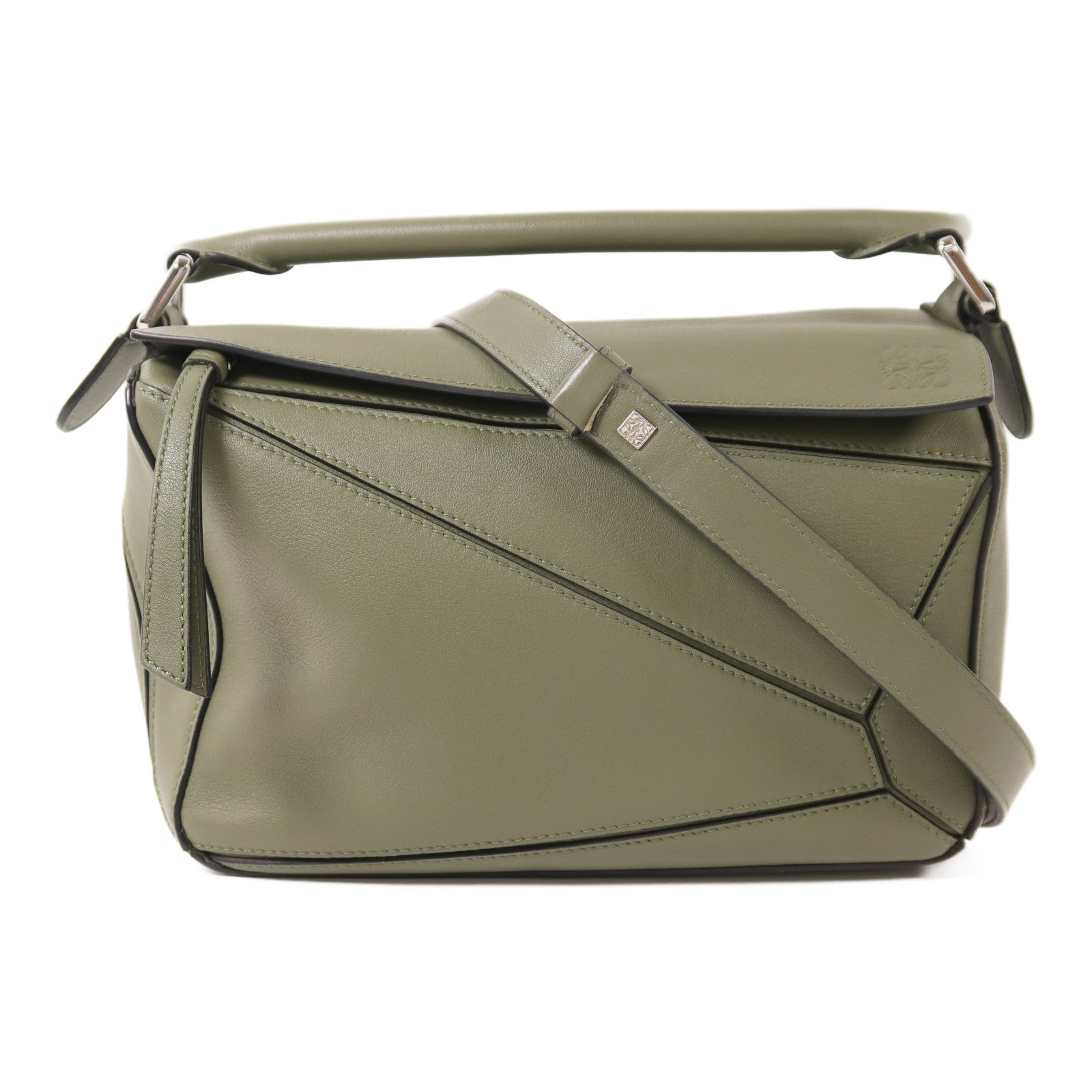 LOEWE 牛皮皮革Small Puzzle Bag銀扣手挽肩背兩用袋
