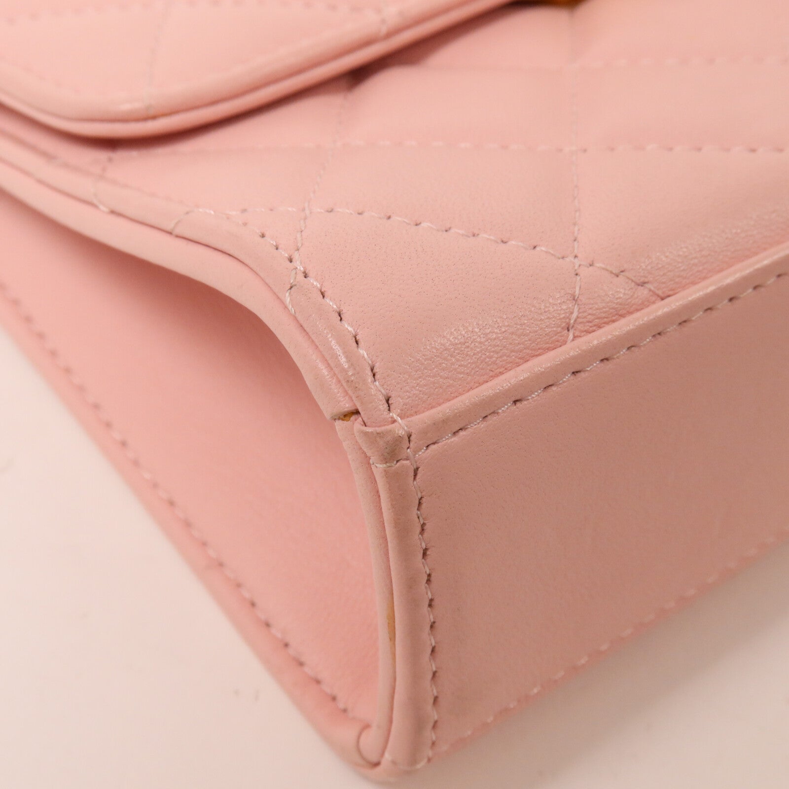 CHANEL 羊皮皮革Mini Top Handle鏈帶手挽肩背兩用袋