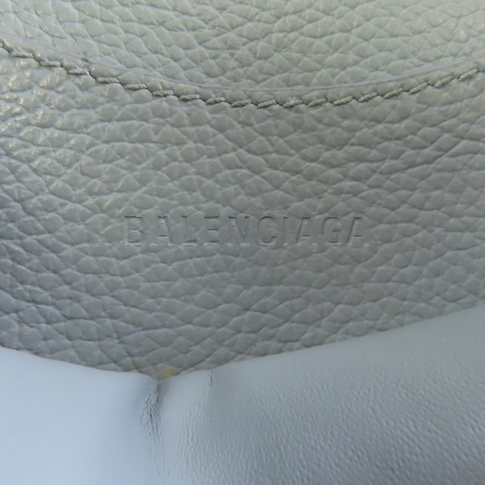 BALENCIAGA 牛皮皮革Neo Classic Mini銀扣手挽肩背兩用袋灰色