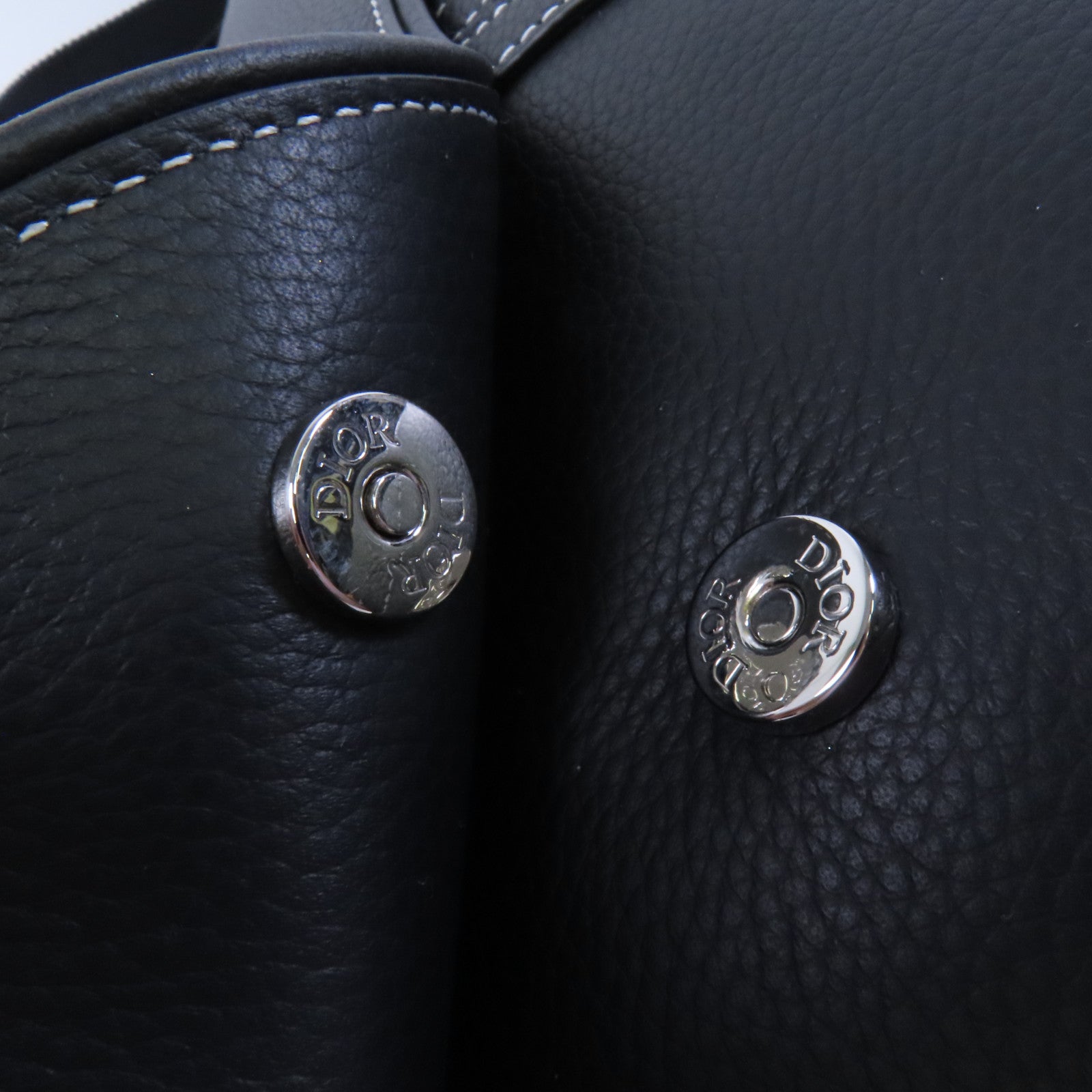 Dior 牛皮皮革Saddle Bag銀扣肩背袋