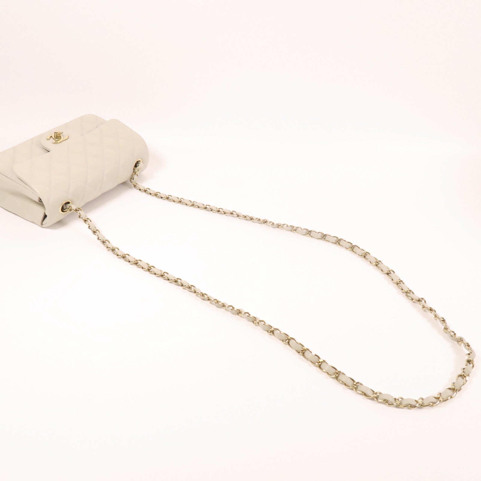 CHANEL 羊皮皮革Mini Classic 20金扣鏈帶肩背袋