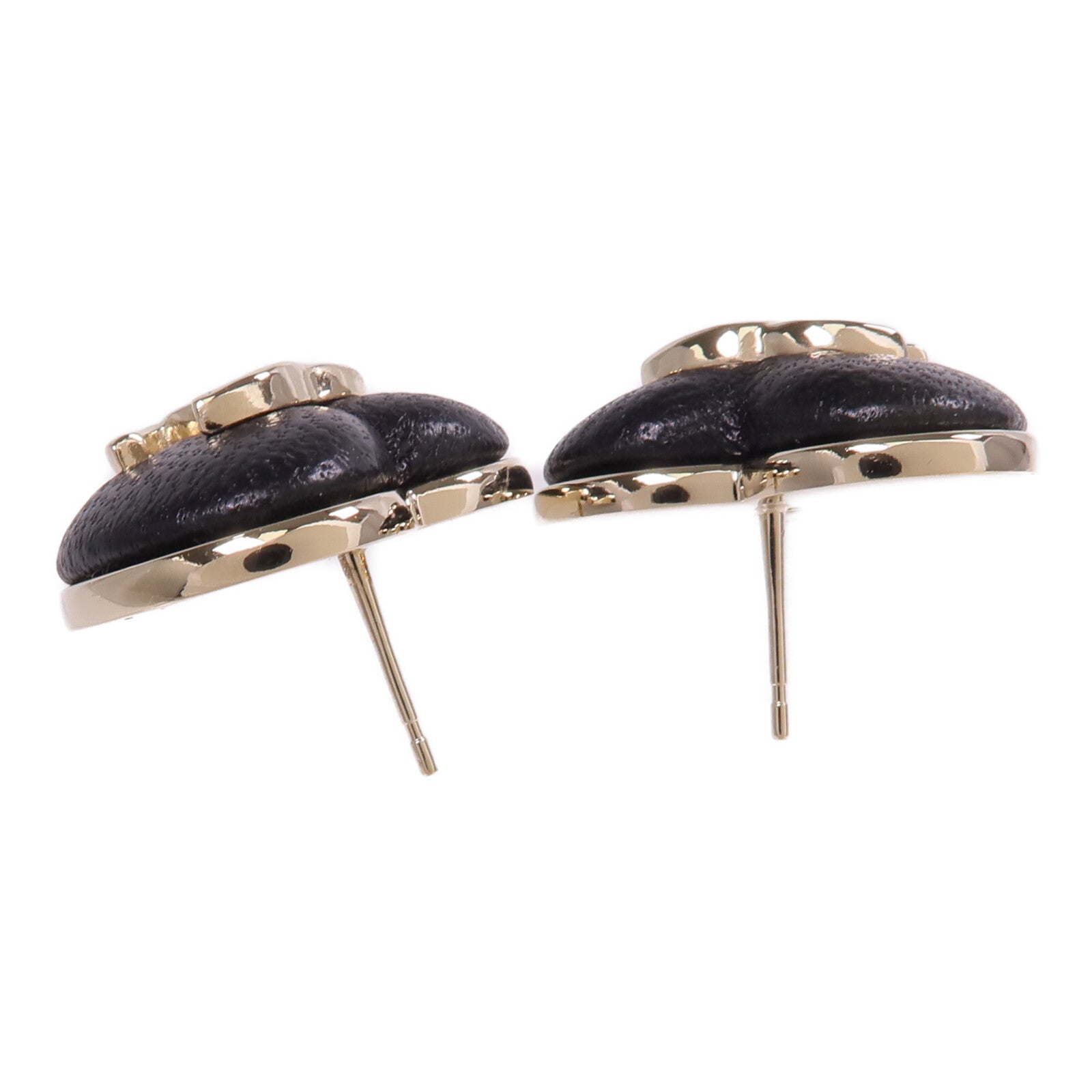CHANEL 金屬/皮革Earrings金扣耳環