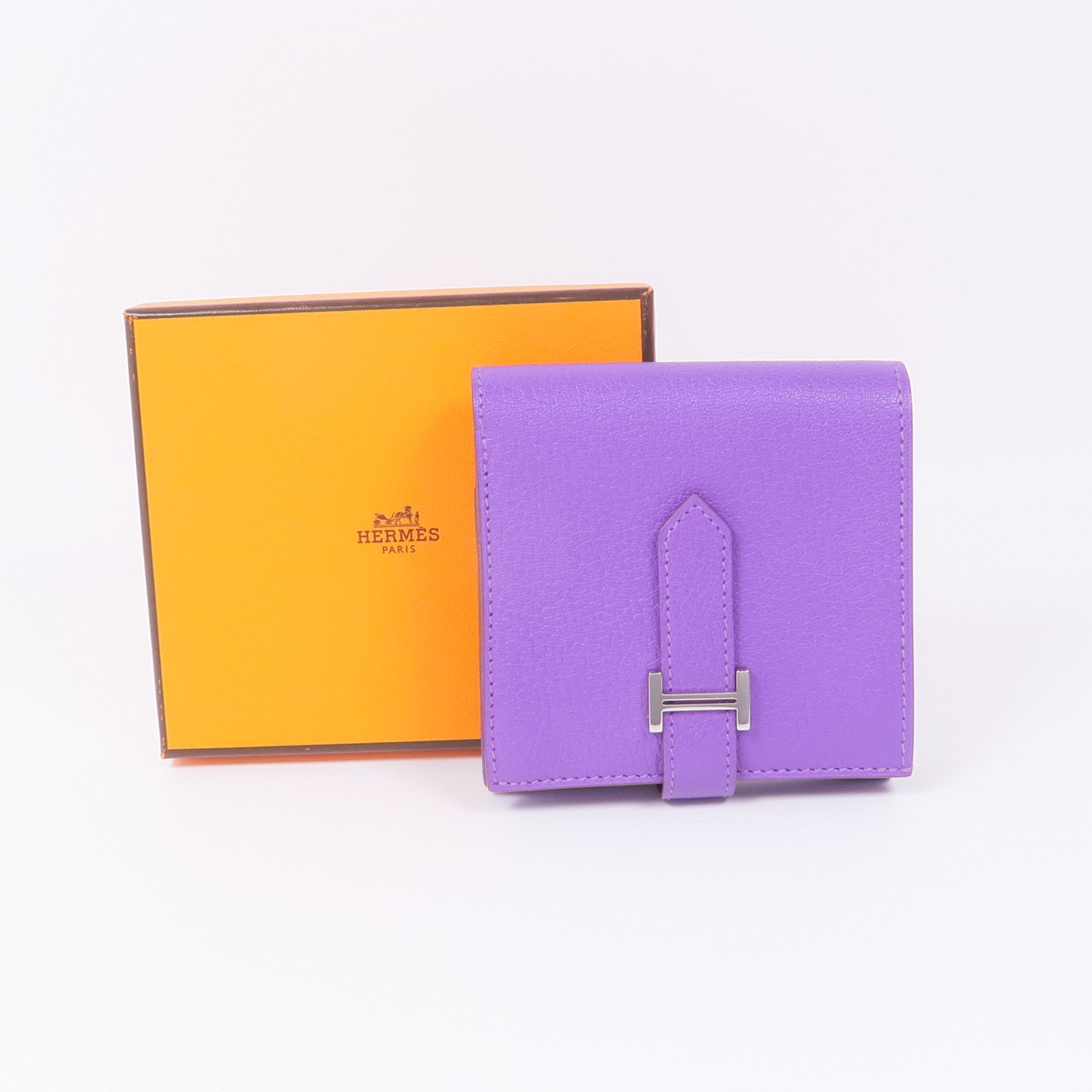HERMES Chevre皮革Bearn Recto Verso銀扣錢包