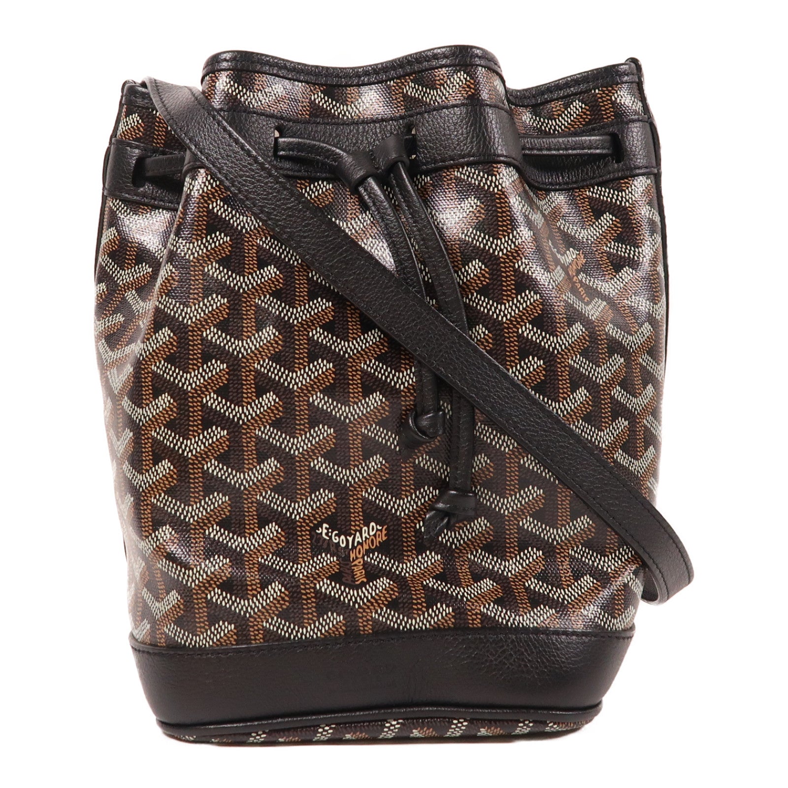 GOYARD 【激減優惠】塗層帆布Petit Flot Bucket銀扣肩背袋