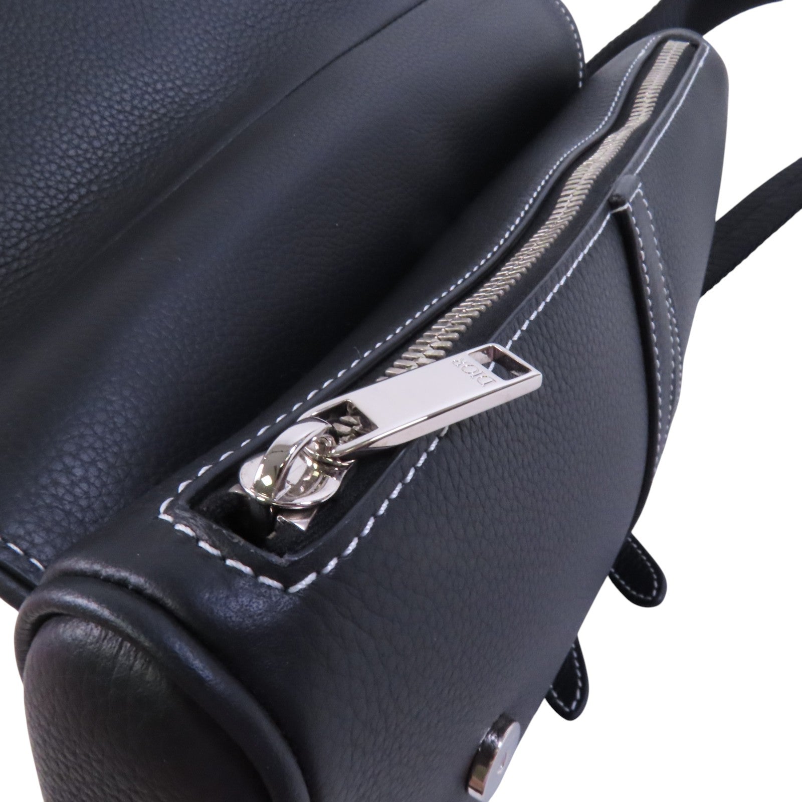 Dior 牛皮皮革Saddle Bag銀扣肩背袋