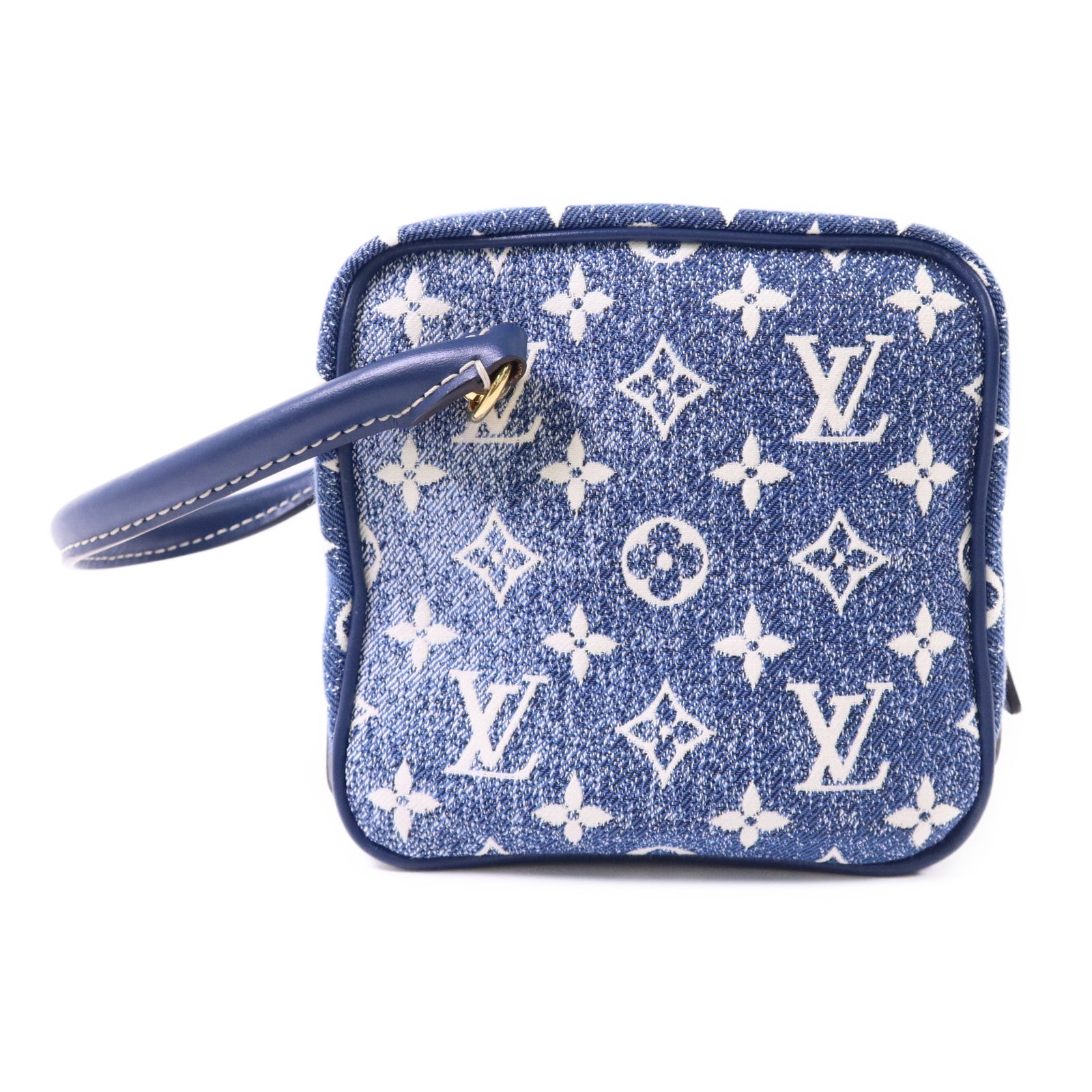 LOUIS VUITTON Monogram Denim Square Bag金扣手挽袋