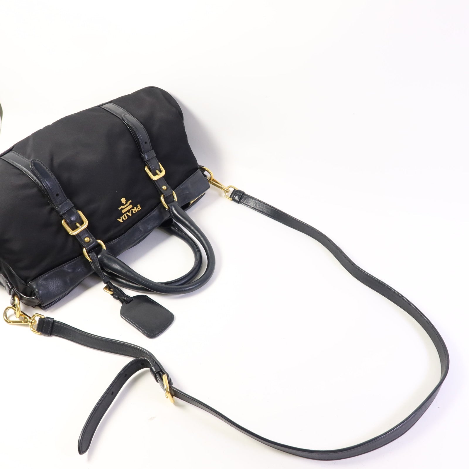 PRADA 尼龍2Way Shoulder Bag金扣手挽肩背兩用袋