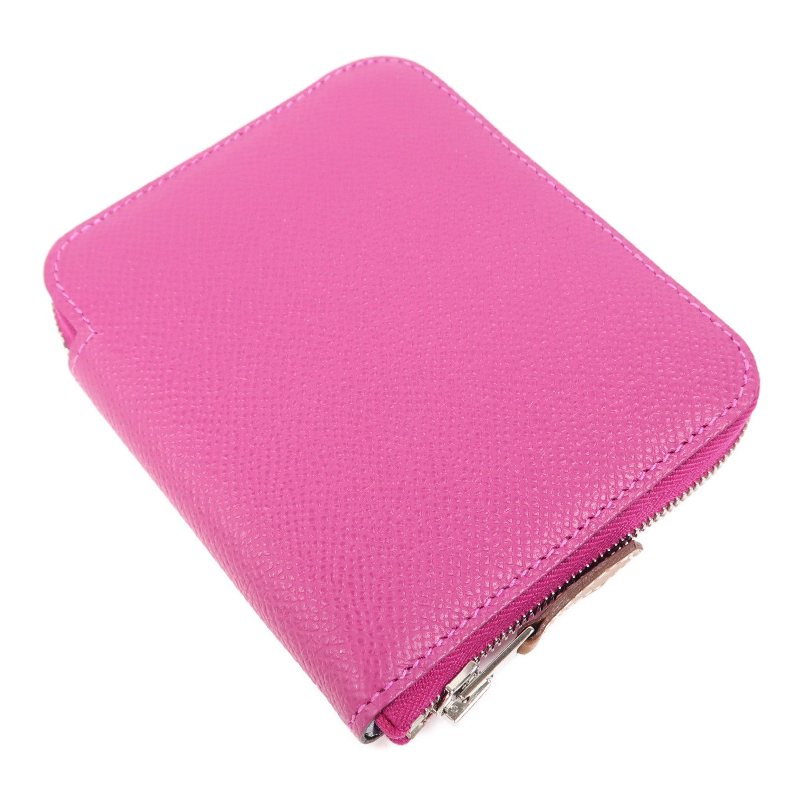 HERMES PHW Silk In Compact Wallet Epsom Leather L3 Rose Purple