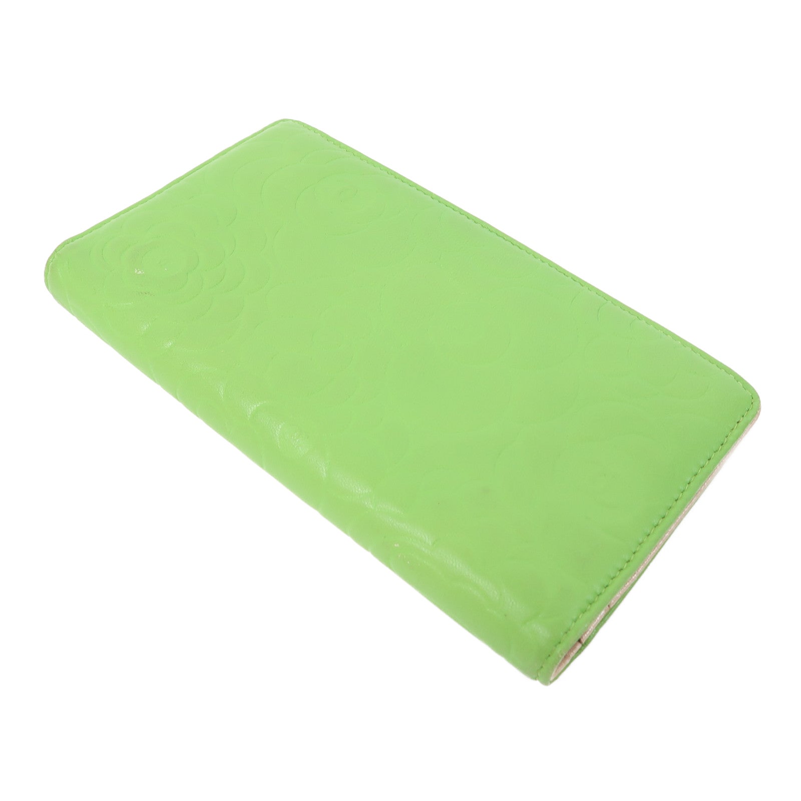 CHANEL 羊皮皮革Long Wallet金扣長錢包綠色