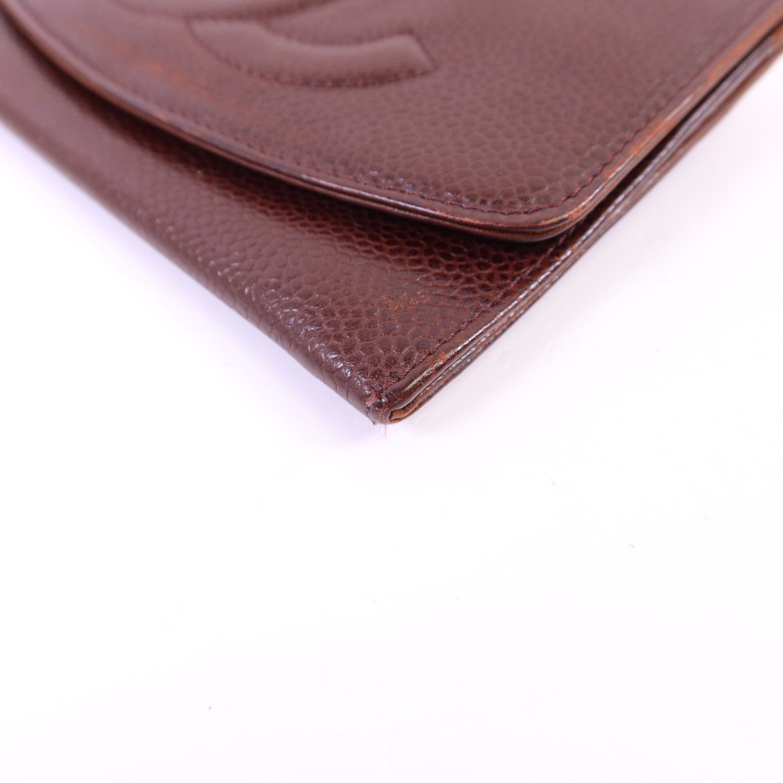CHANEL 牛皮皮革Bifold Wallet金扣錢包