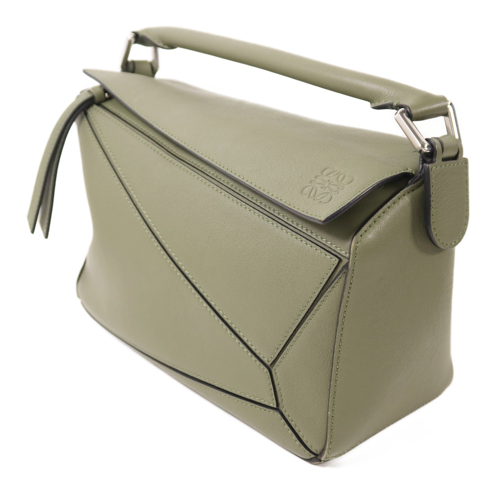 LOEWE 牛皮皮革Small Puzzle Bag銀扣手挽肩背兩用袋