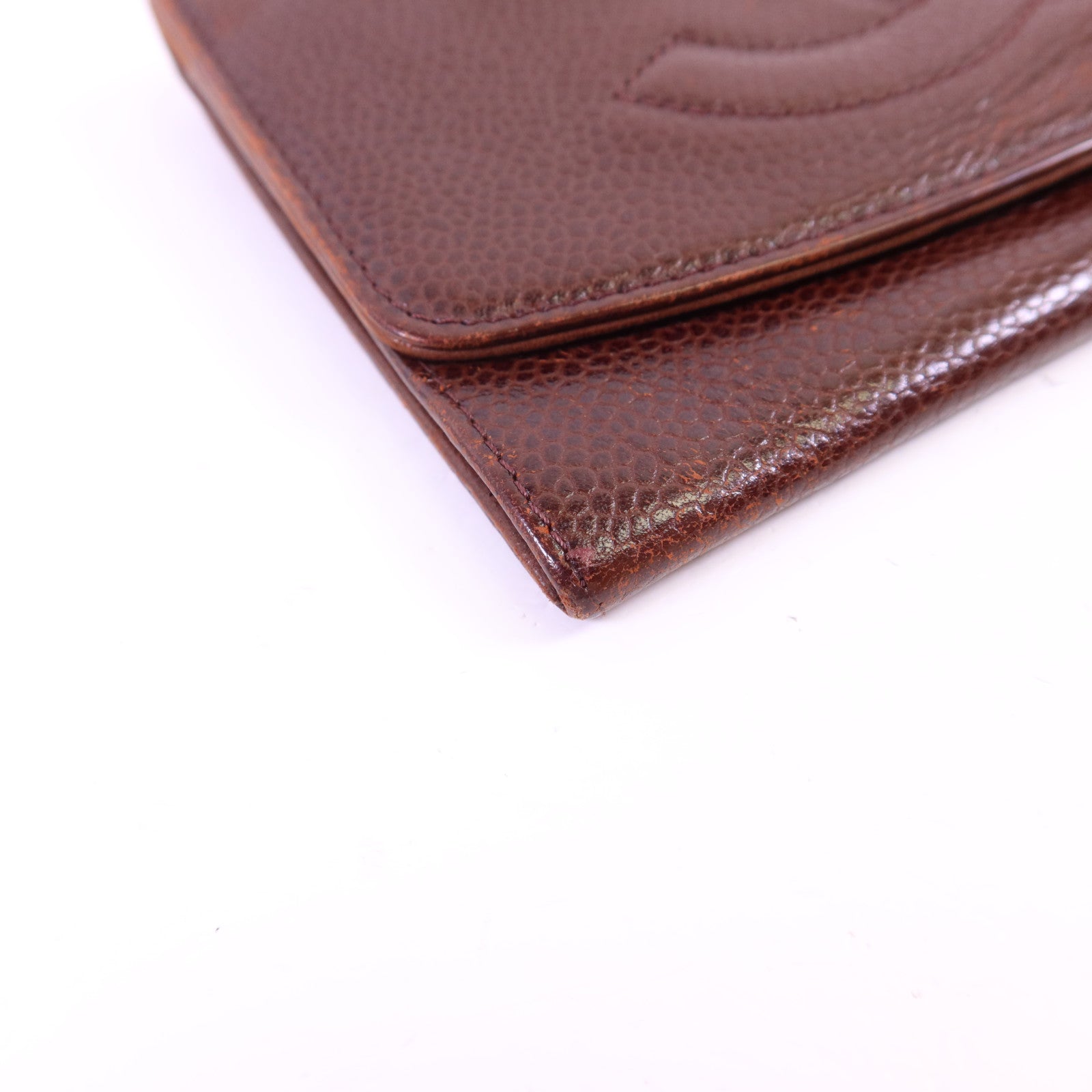 CHANEL 牛皮皮革Bifold Wallet金扣錢包