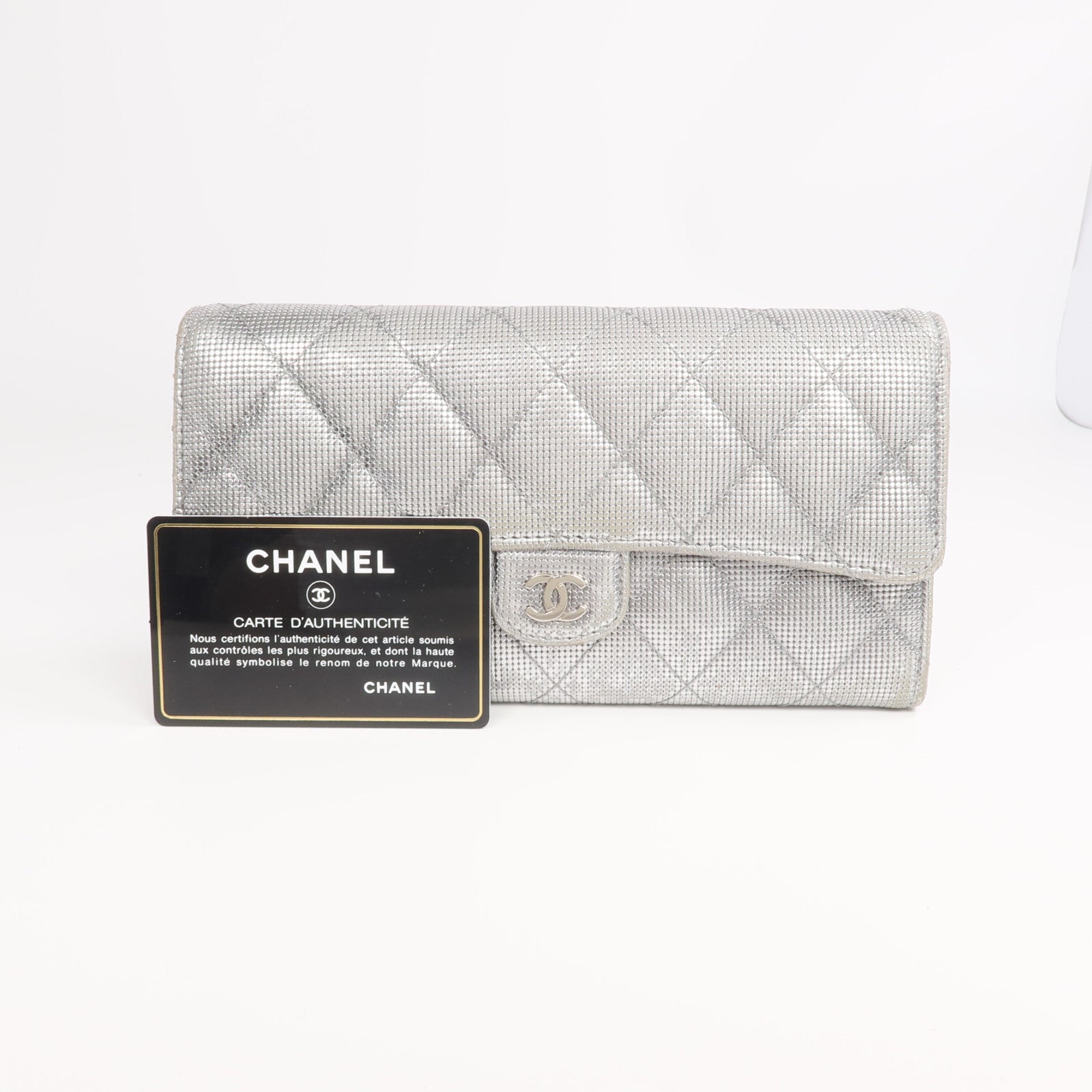 CHANEL 牛皮皮革Long Wallet銀扣長錢包