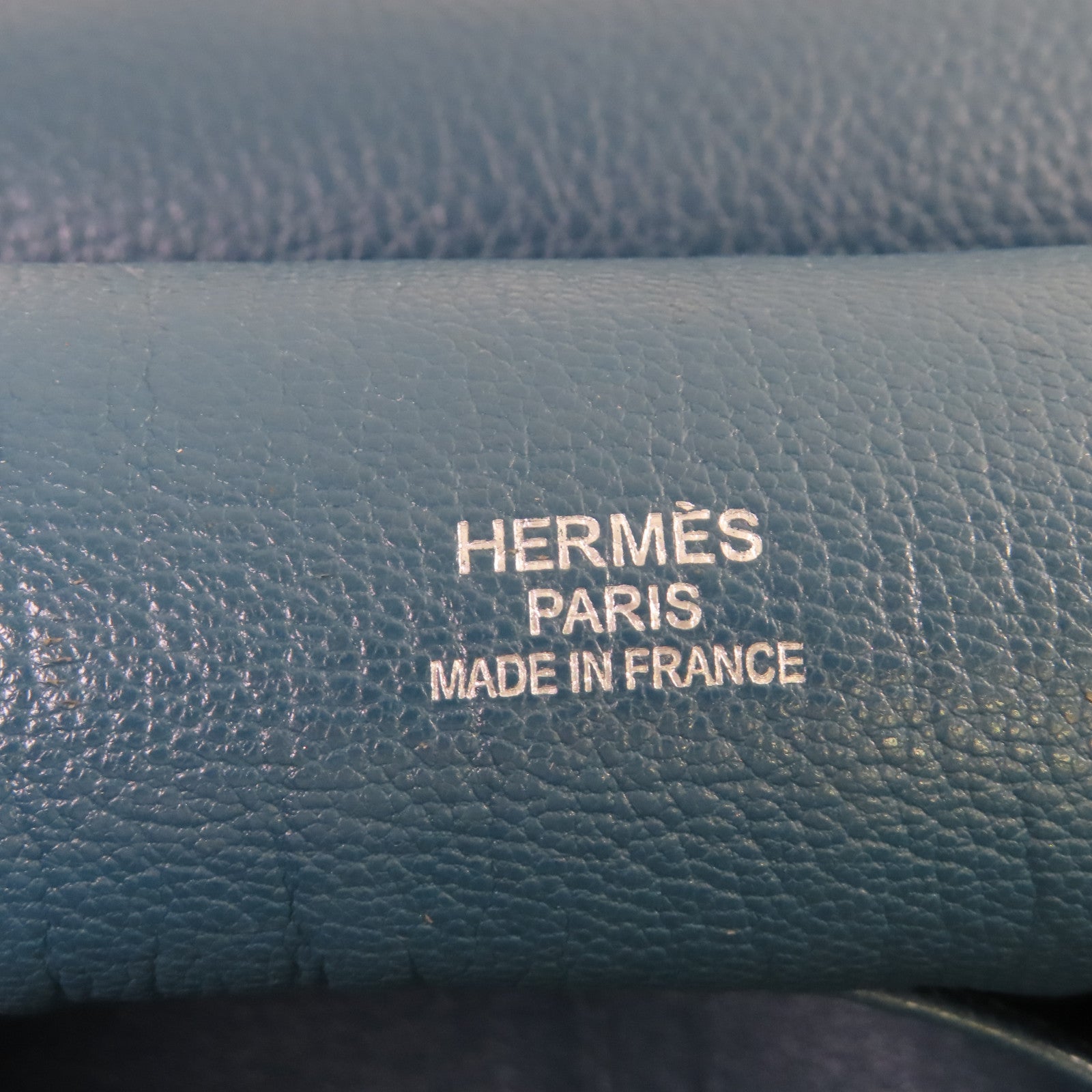 HERMES Clemence皮革Jypsiere 34 Shoulder Bag銀扣肩背袋1P Colvert鴨子藍色