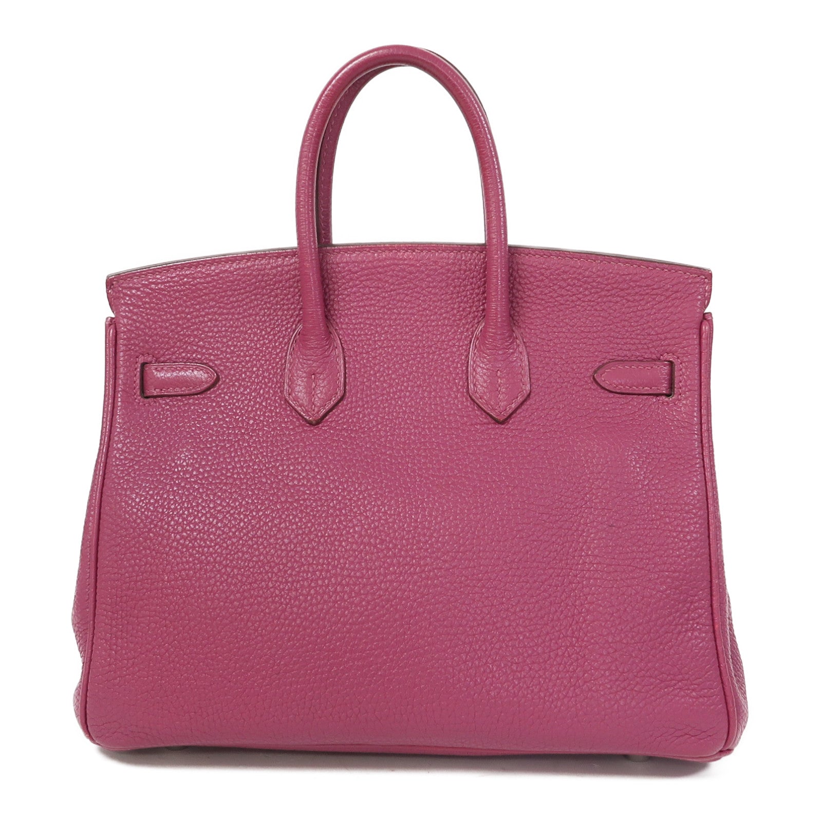 HERMES Clemence皮革Birkin 25銀扣手挽袋Tosca/桃紫色