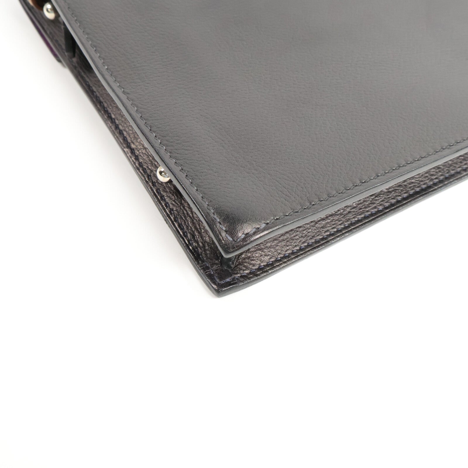 HERMES Evercolor皮革Faco肩背袋Black/Anemone