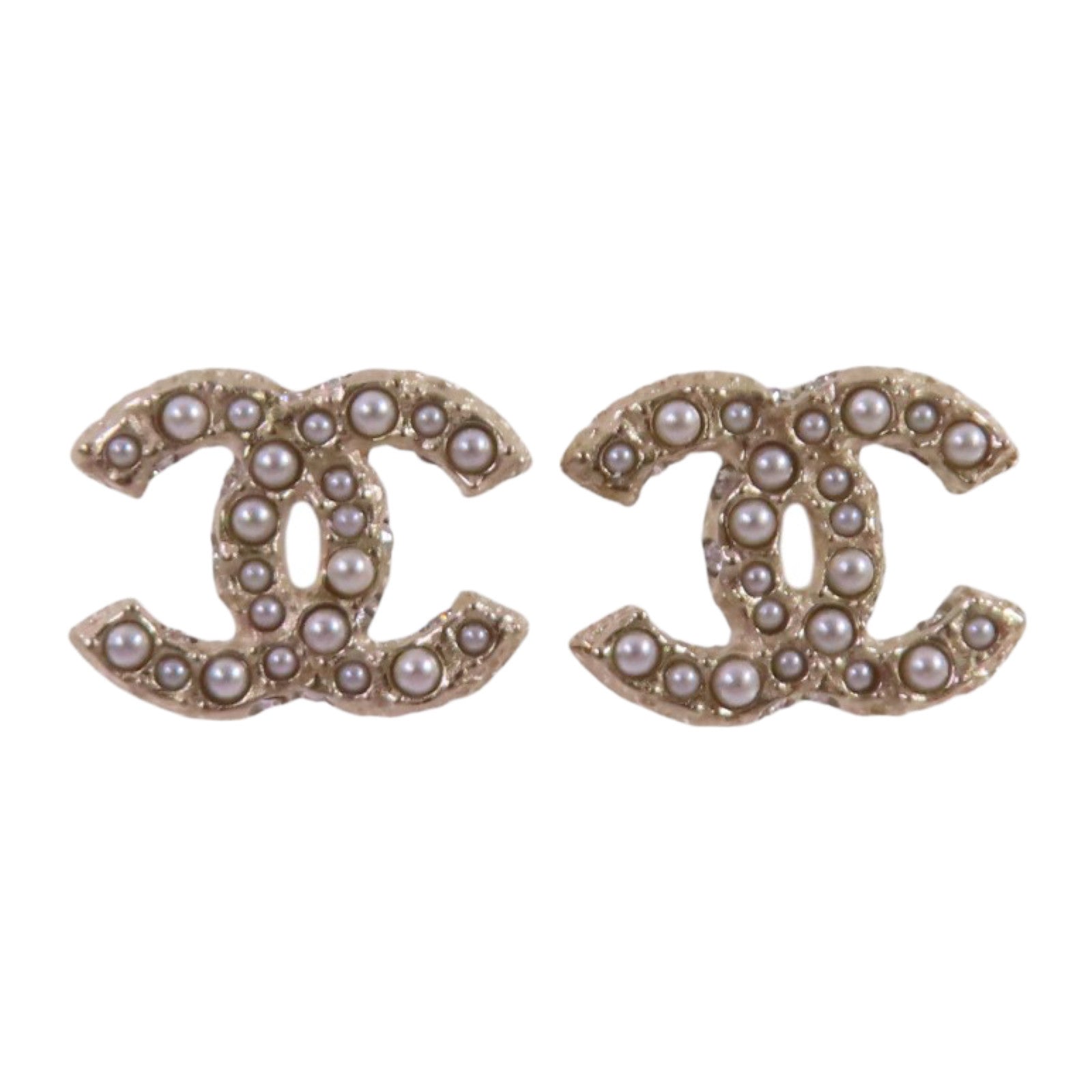 CHANEL 金屬/仿珍珠CC Earrings金扣耳環