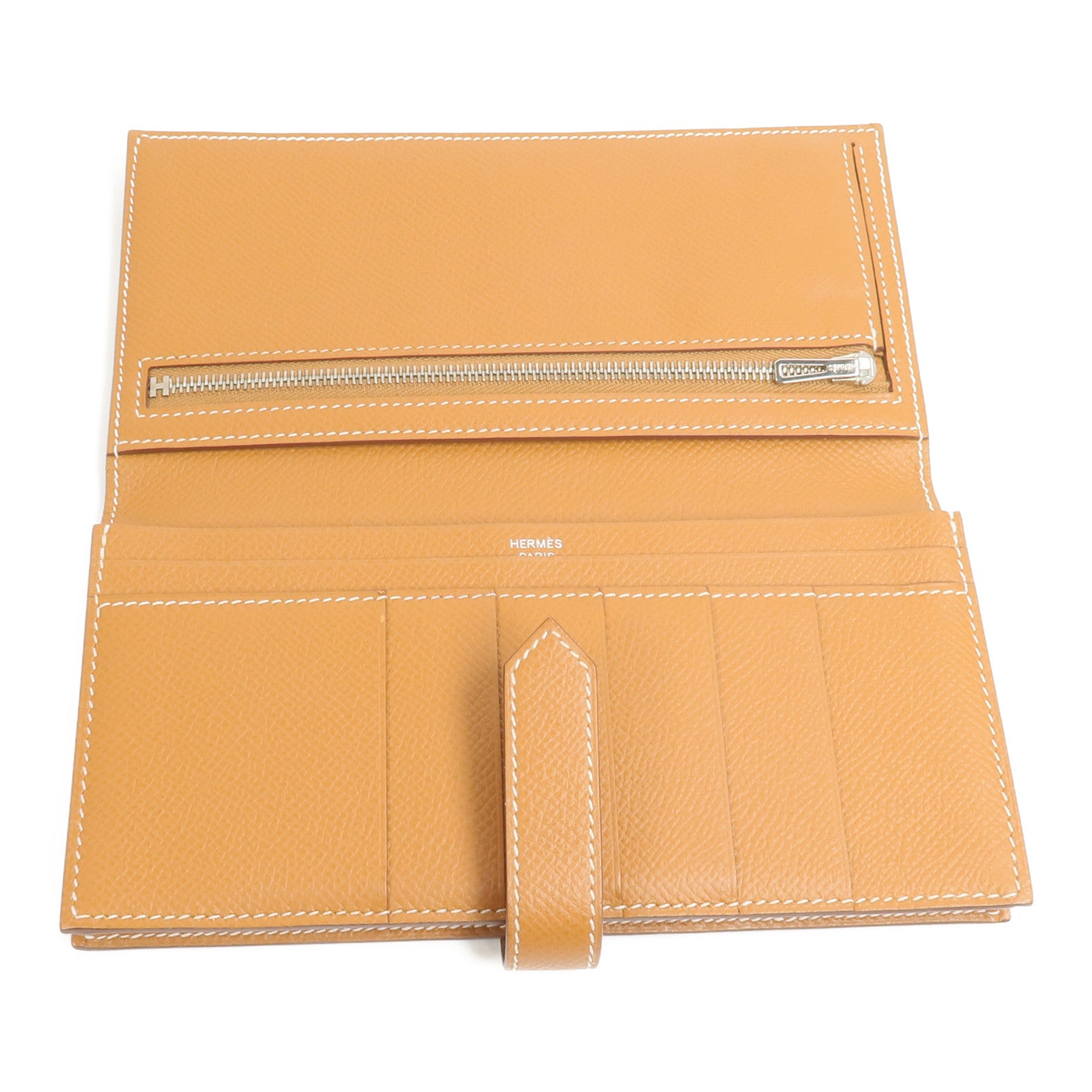 HERMES Epsom皮革Bearn W Snap Wallet長錢包Gold