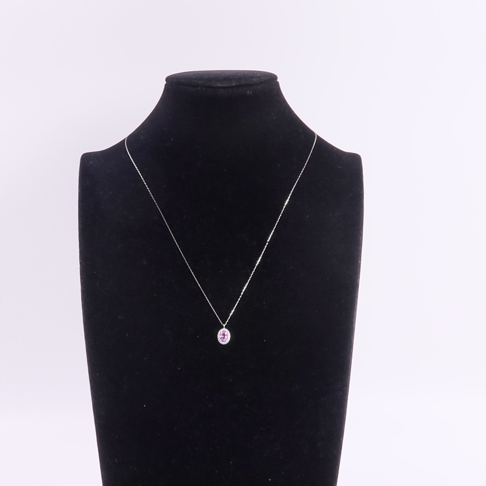 JEWELRY PT900鉑金Sapphire Diamond Necklace粉紅色藍寶石/鑽石項鍊