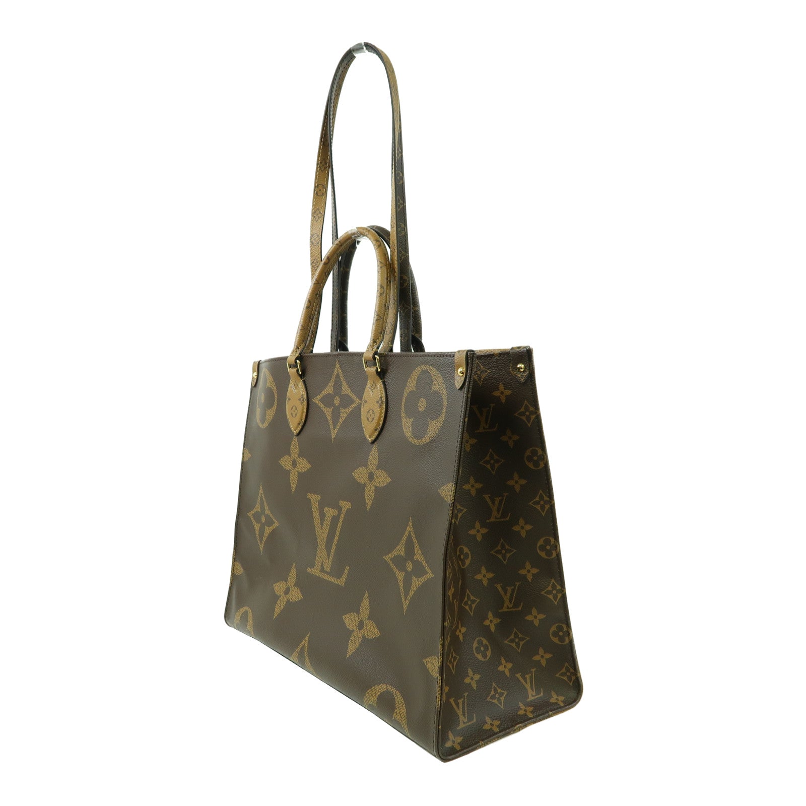 LOUIS VUITTON Monogram Giant Reverse On The Go GM金扣手挽肩背兩用袋啡色