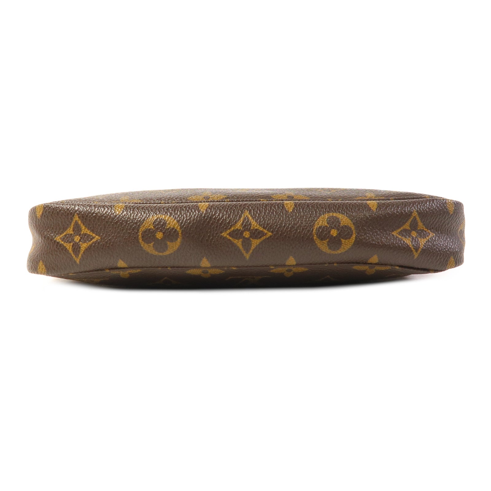 LOUIS VUITTON Monogram Pochette Accessoires金扣手挽袋棕色