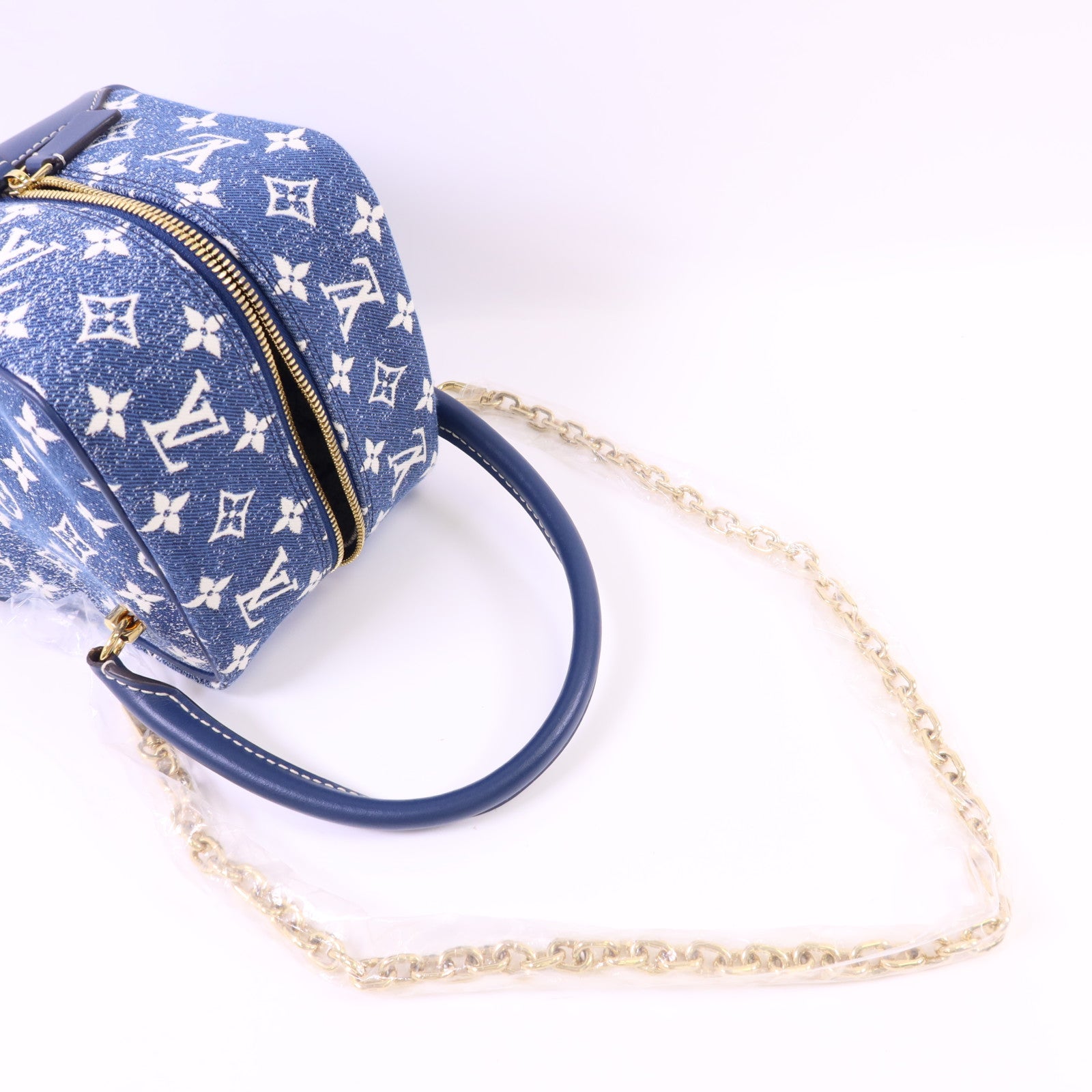 LOUIS VUITTON Monogram Denim Square Bag金扣手挽袋