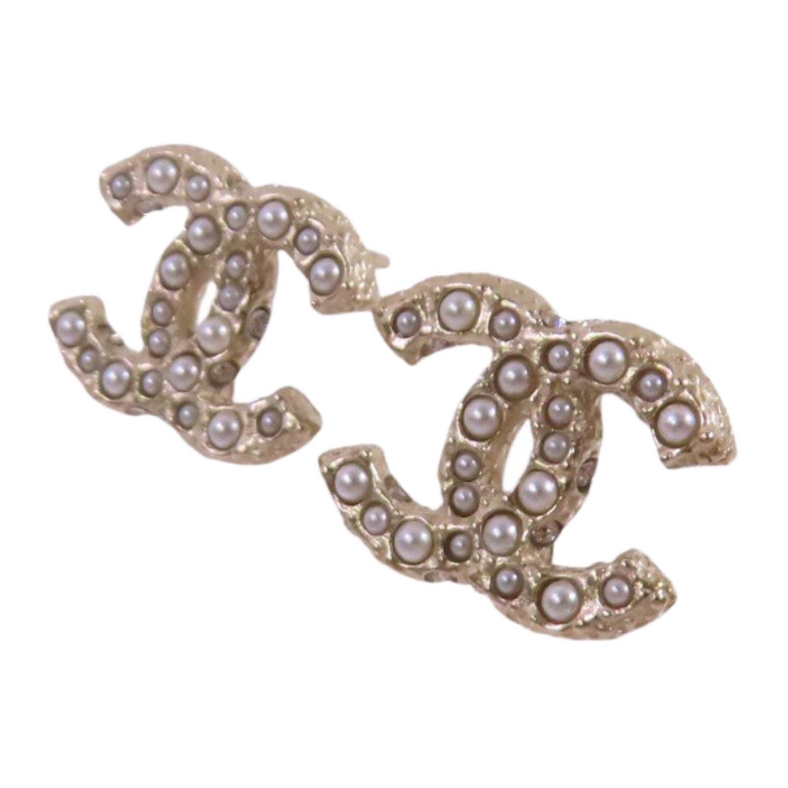 CHANEL 金屬/仿珍珠CC Earrings金扣耳環