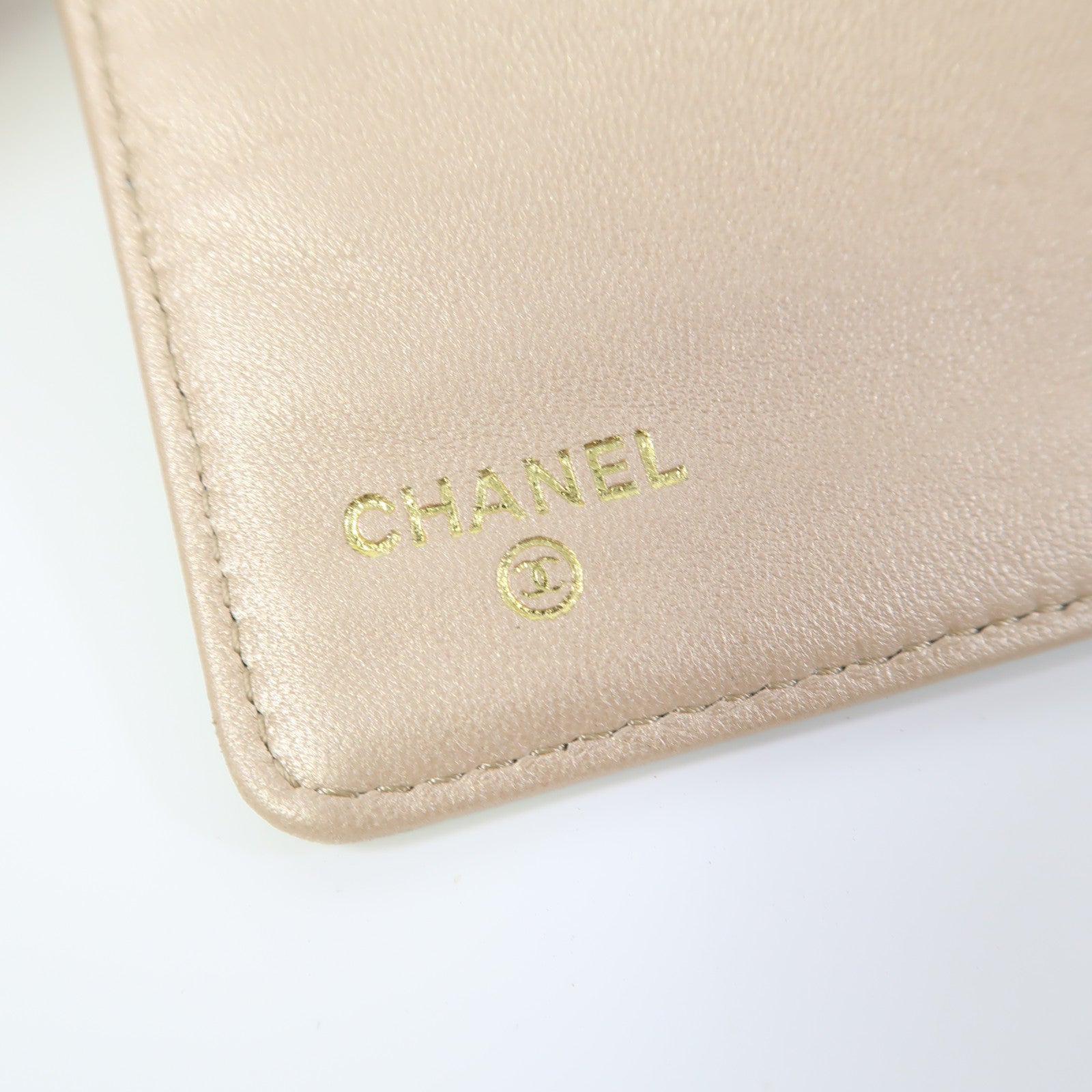 CHANEL 羊皮皮革Long Wallet金扣長錢包綠色