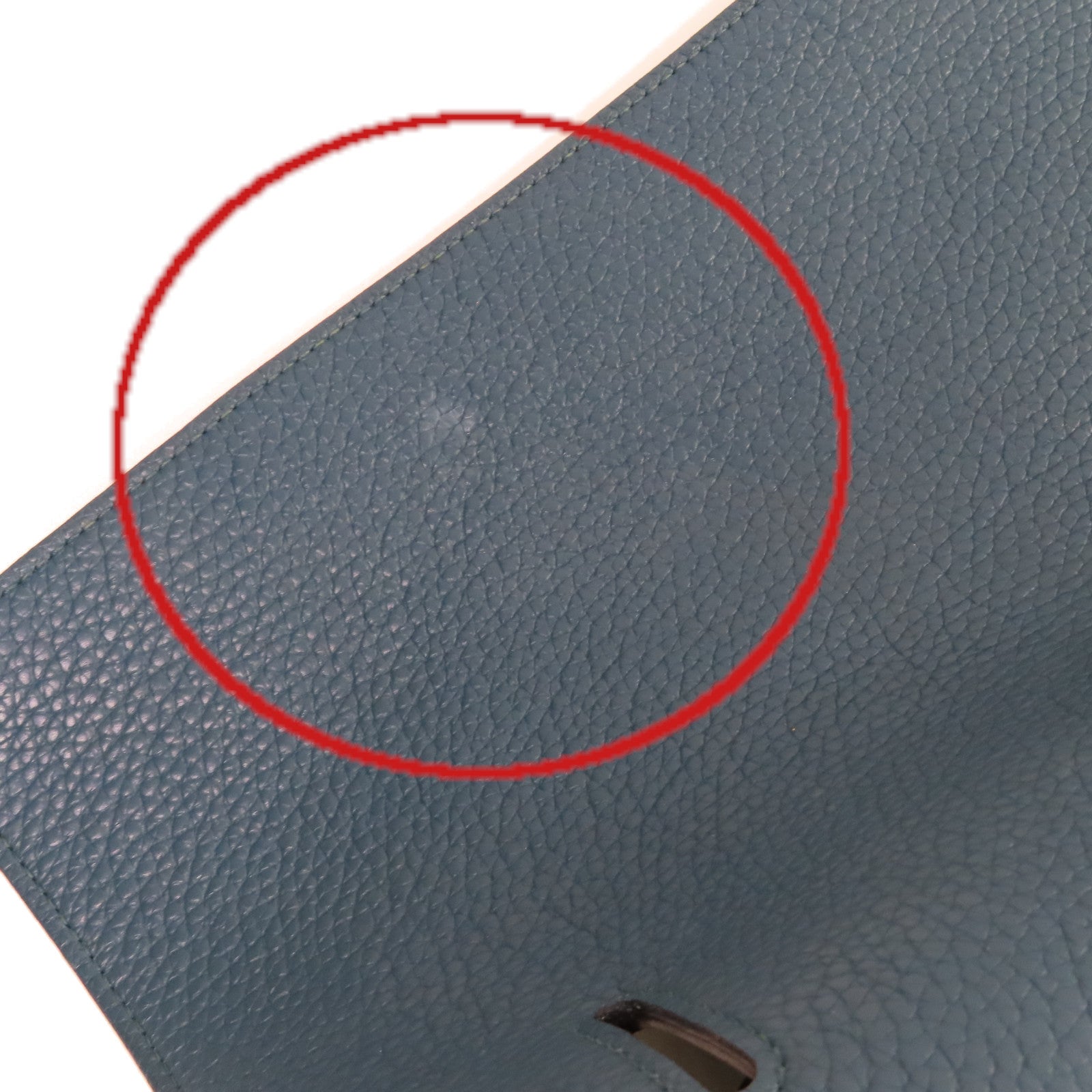 HERMES Clemence皮革Jypsiere 34 Shoulder Bag銀扣肩背袋1P Colvert鴨子藍色