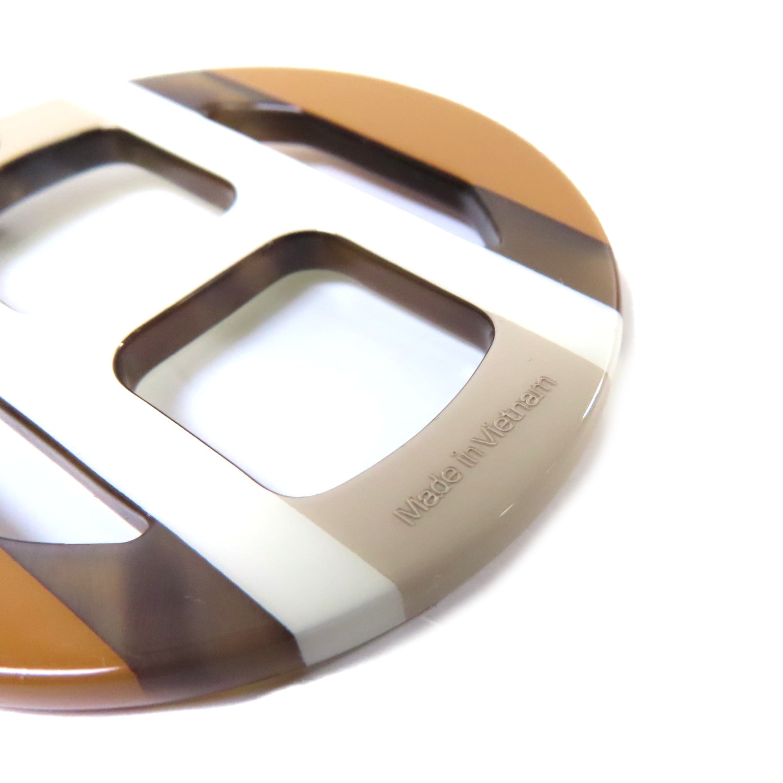 HERMES 水牛角H Equipe Earrings銀扣耳環白色/啡色