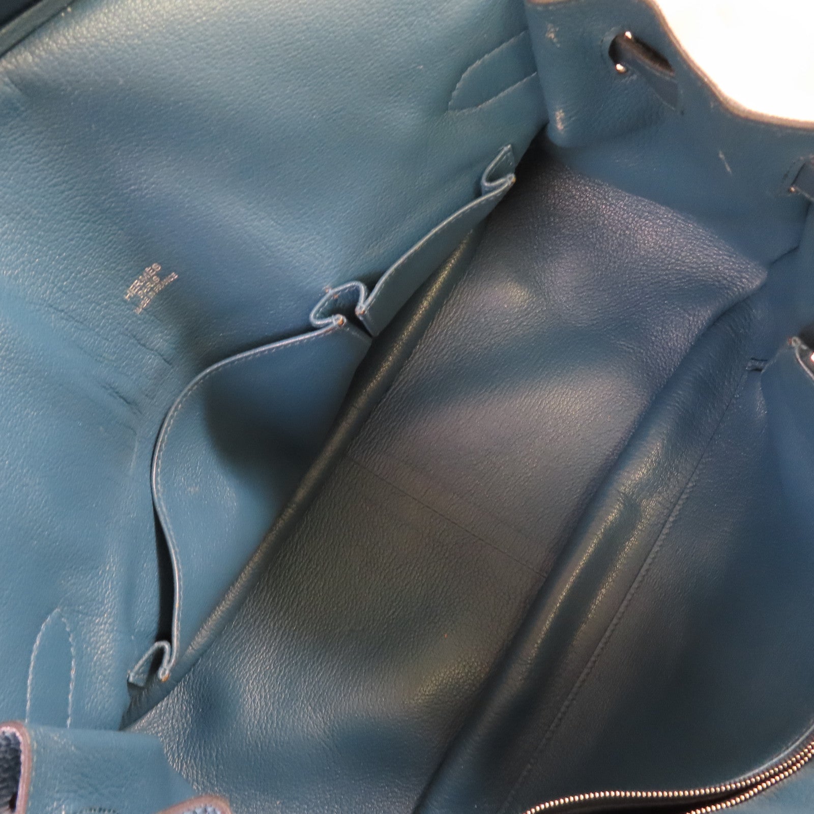 HERMES Clemence皮革Jypsiere 34 Shoulder Bag銀扣肩背袋1P Colvert鴨子藍色