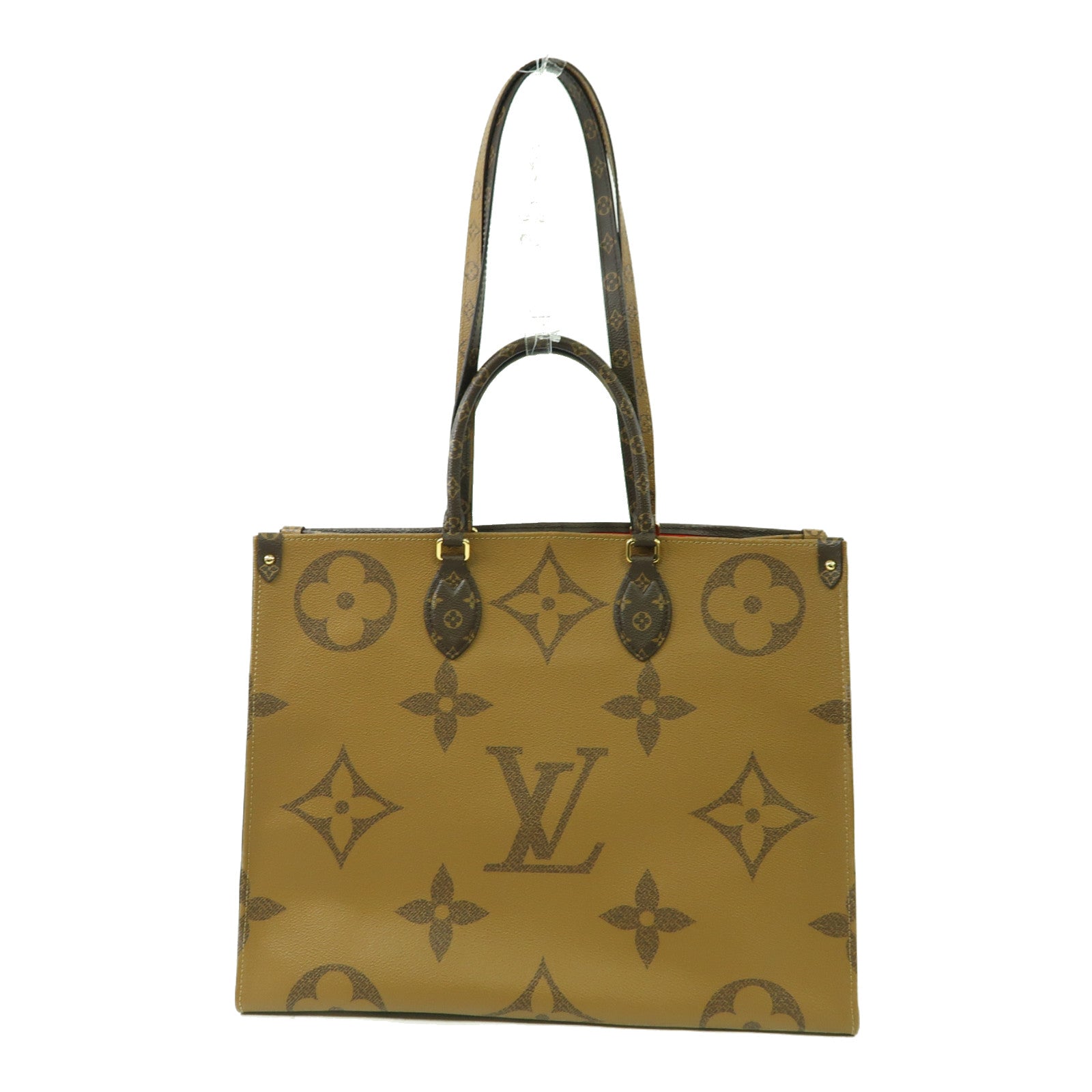 LOUIS VUITTON Monogram Giant Reverse On The Go GM金扣手挽肩背兩用袋啡色