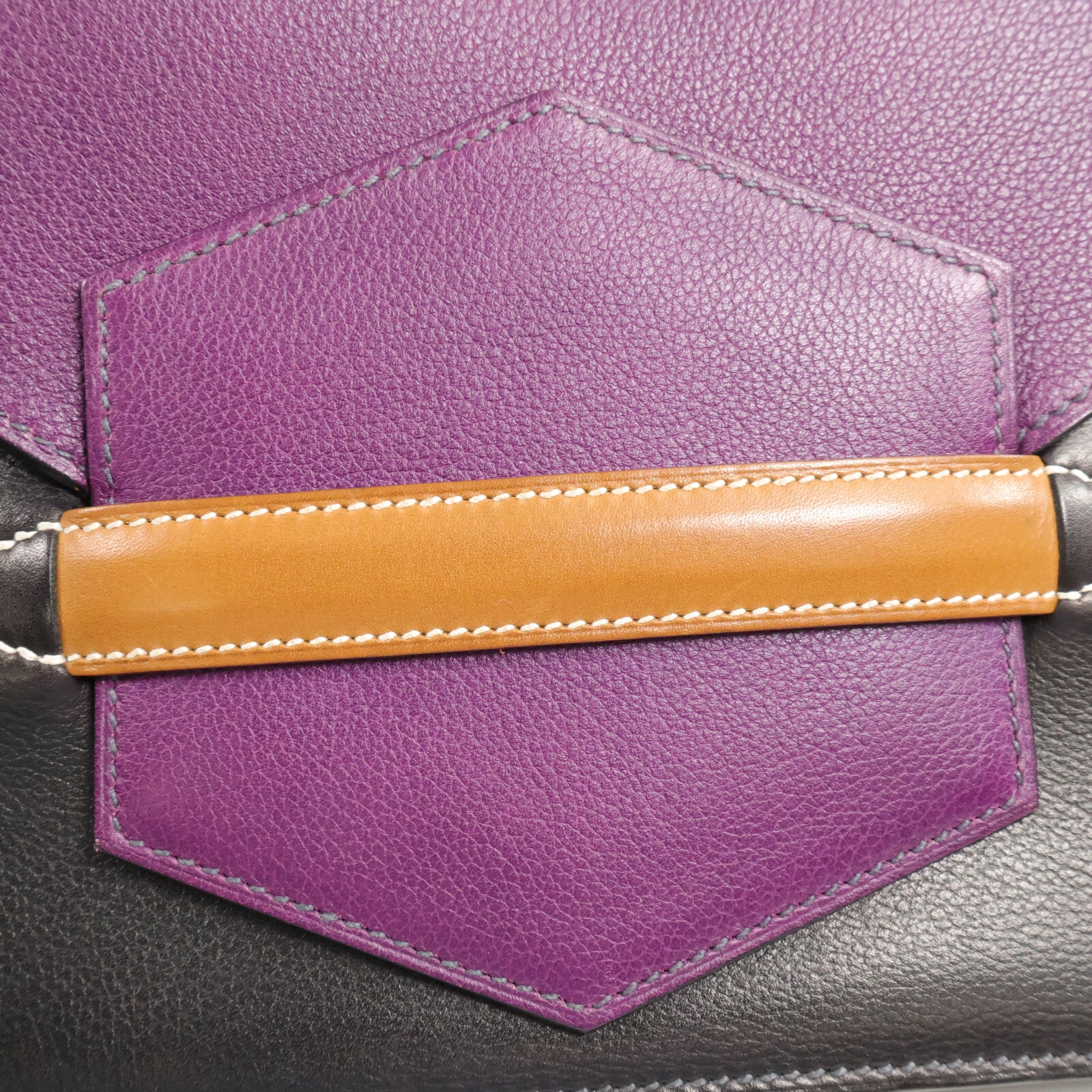 HERMES Evercolor皮革Faco肩背袋Black/Anemone