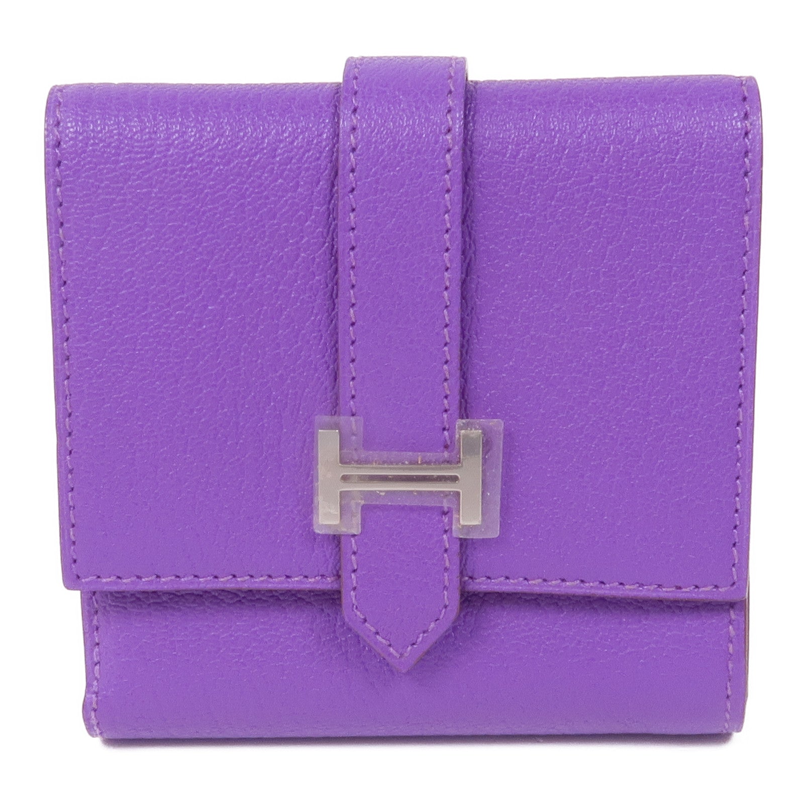 HERMES Chevre皮革Bearn Recto Verso銀扣錢包
