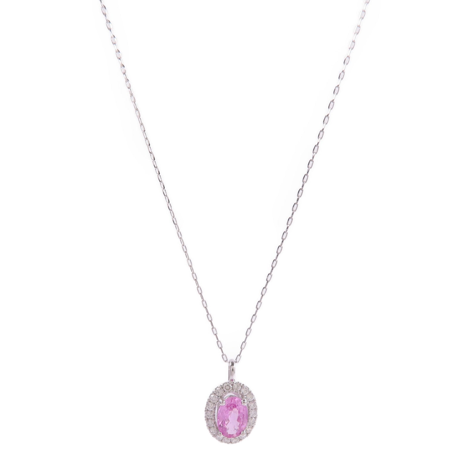 JEWELRY PT900鉑金Sapphire Diamond Necklace粉紅色藍寶石/鑽石項鍊